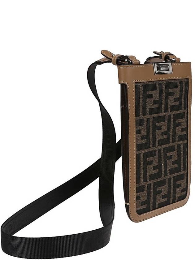 Luxury Fendi Peekaboo Phone Case Cross Bag Brown