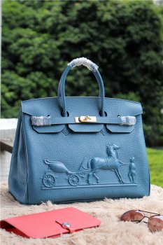Luxury Hermes Birkin Horse Togo Leather Blue 35cm