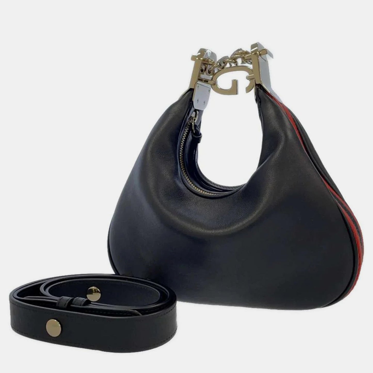 Luxury Gucci Trending 2025 Black Leather Small Attache Shoulder Bag