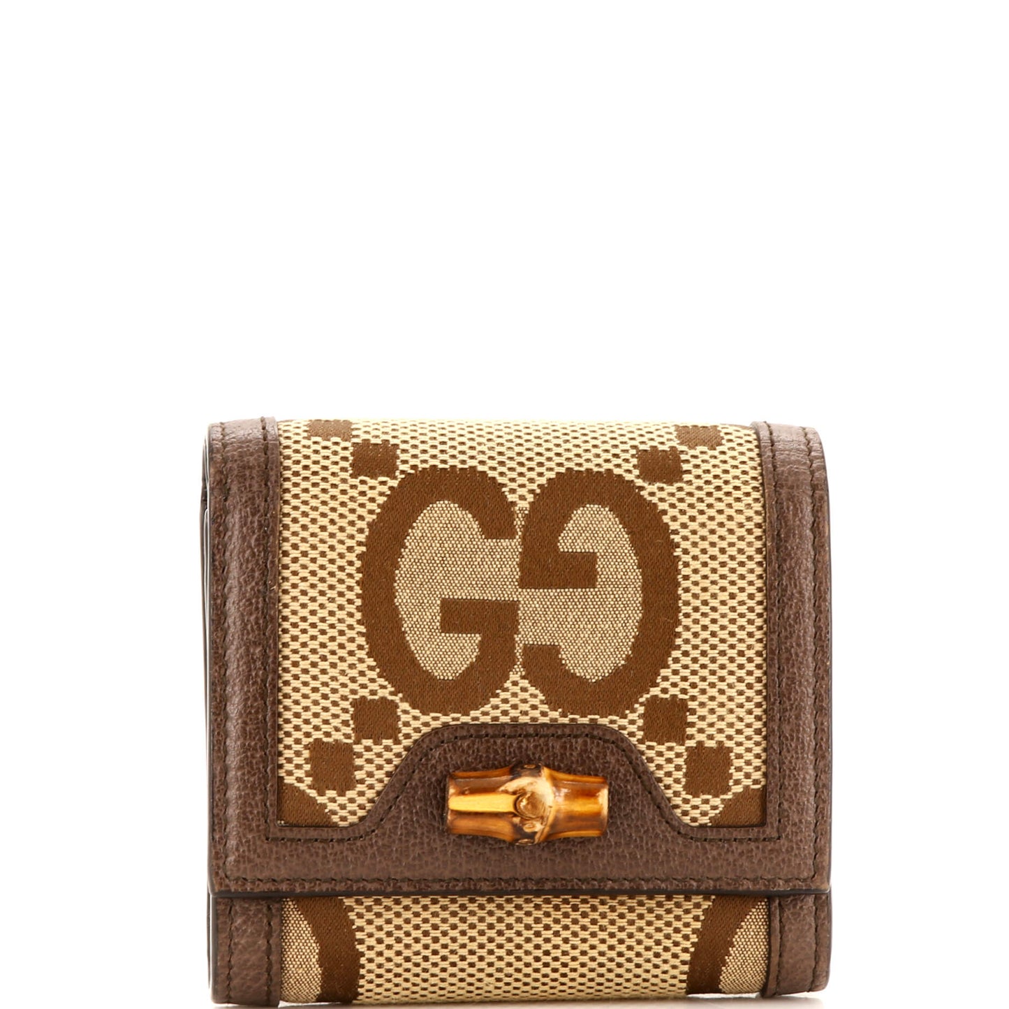 Luxury Gucci Trending 2025 Diana Bamboo Flap Card Case Jumbo GG Canvas and Leather