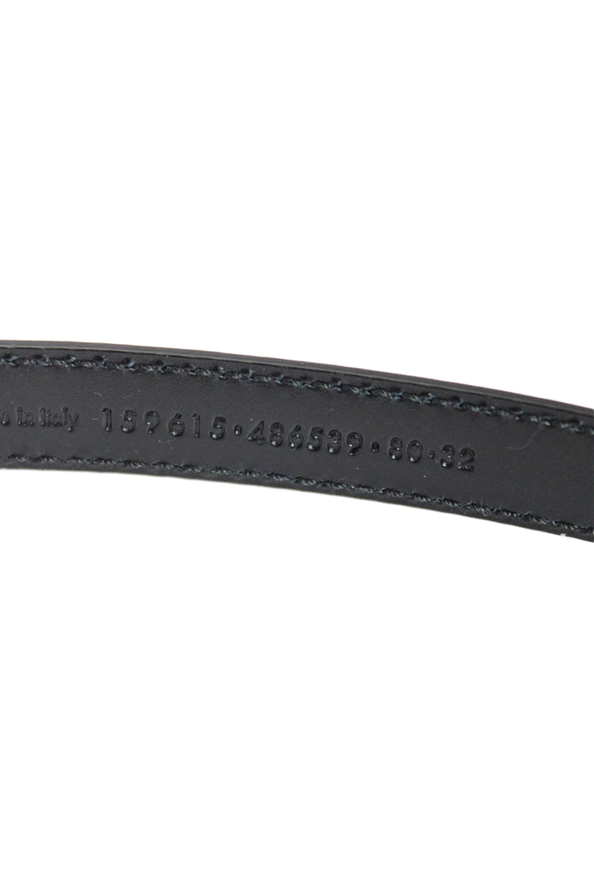 Gucci Womens Black Leather Gold Tone Buckle Skinny Belt