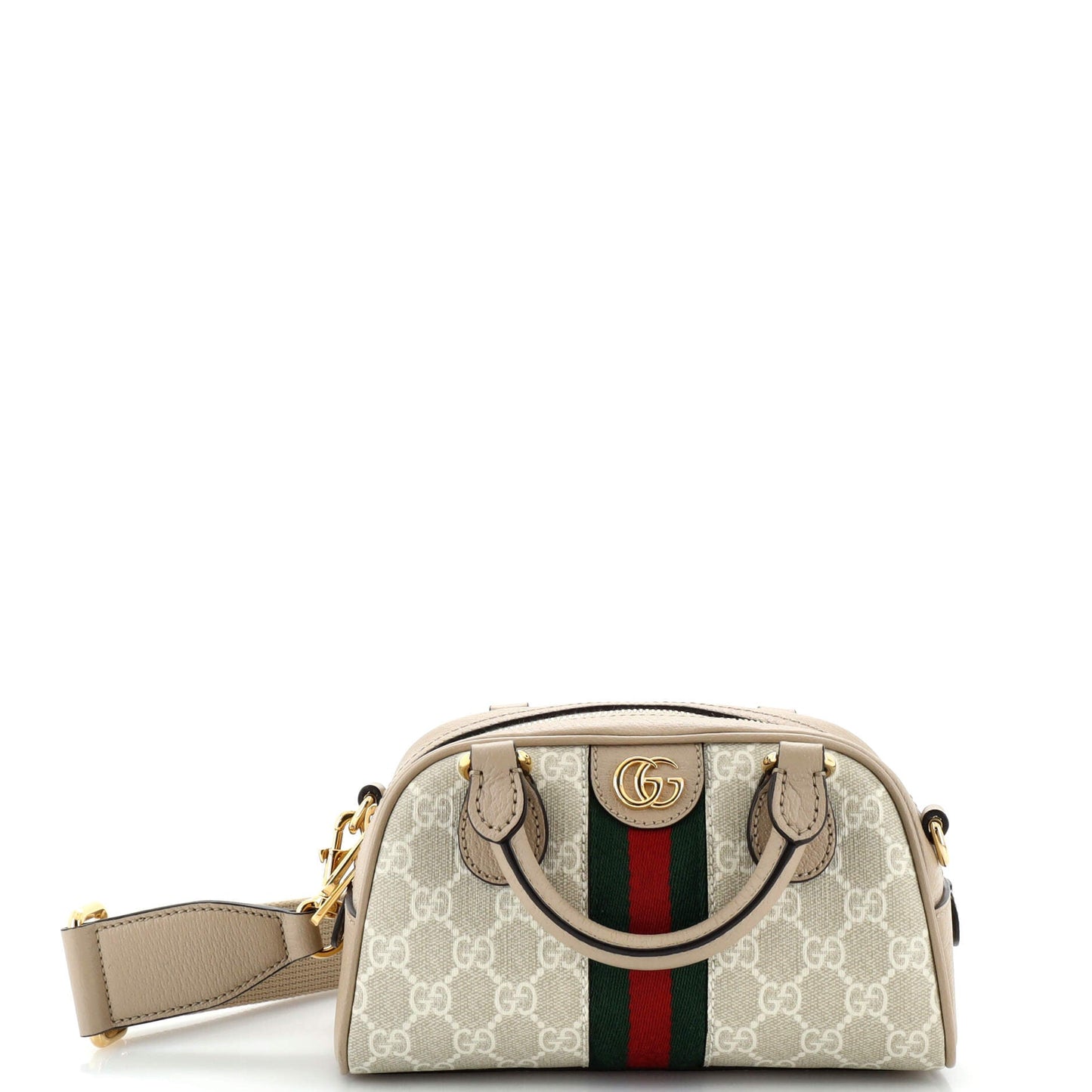 Luxury Gucci Trending 2025 Ophidia Convertible Boston Top Handle Bag GG Coated Canvas Mini