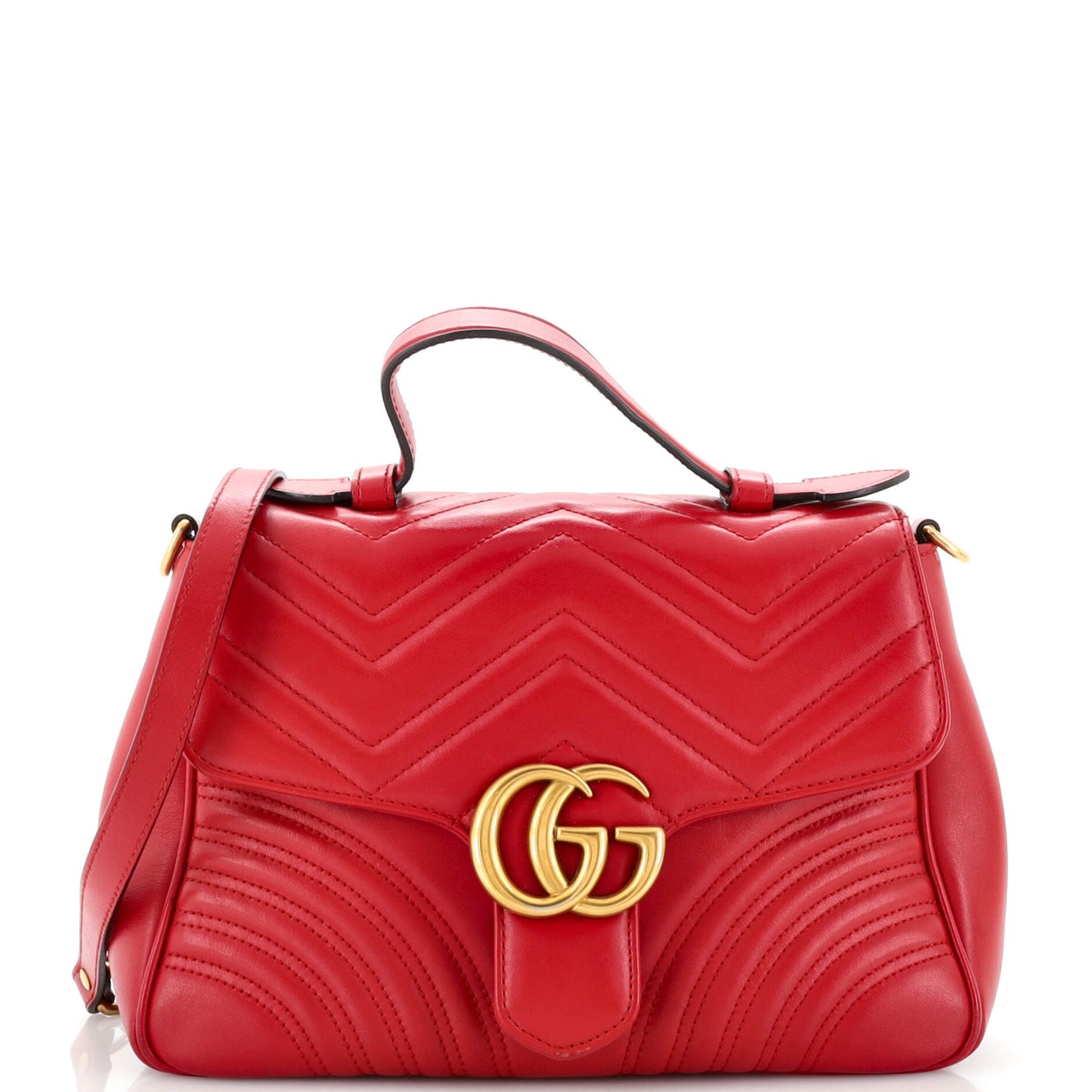 Luxury Gucci Trending 2025 GG Marmont Top Handle Flap Bag Matelasse Leather Small