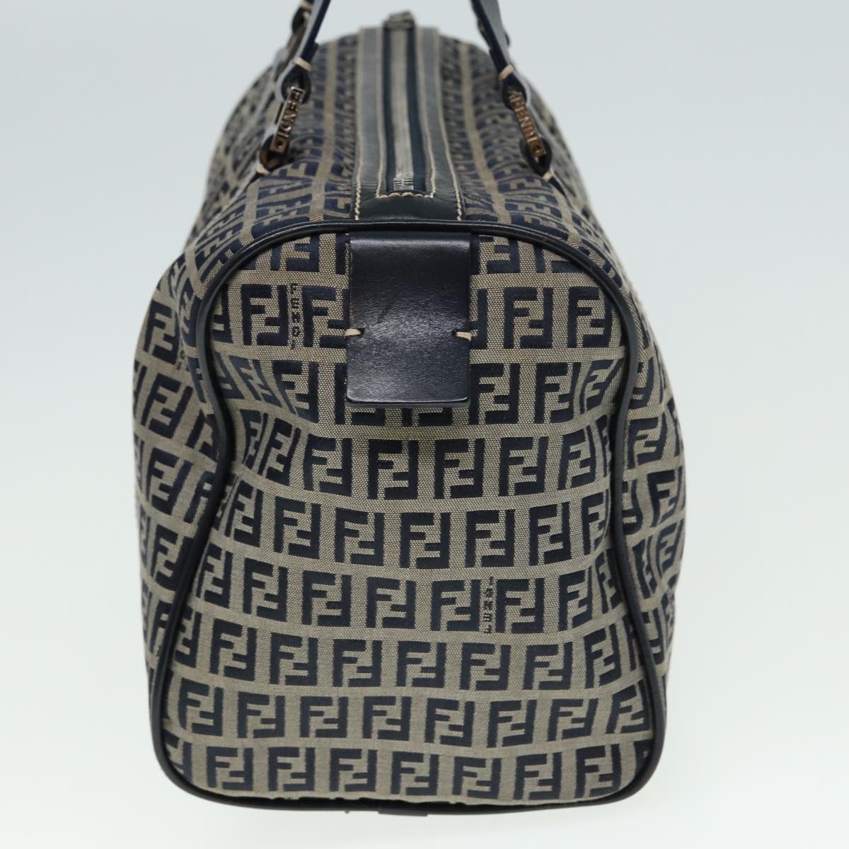 Luxury Fendi Zucchino Canvas Boston Bag Navy80243