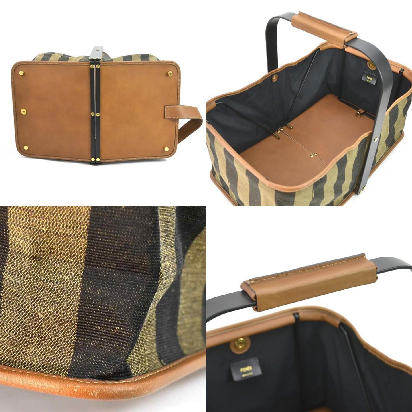 Luxury Fendi Pequin Handbag - '10s
