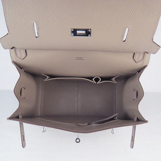 Luxury Hermes Leather Shoulder bag H6508 grey silver