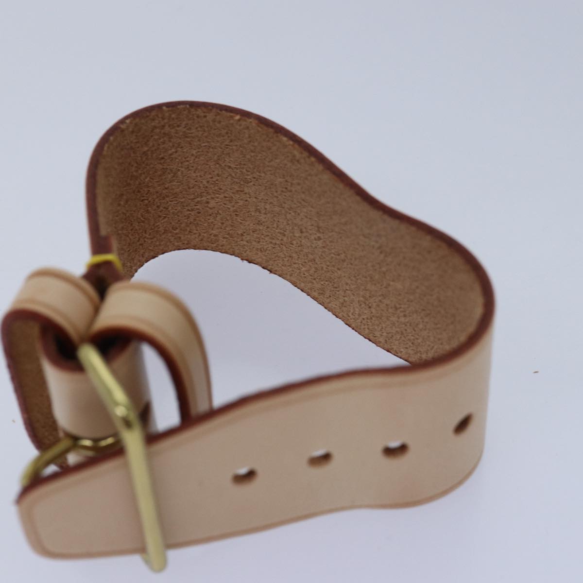 LOUIS VUITTON Powanie Name Tag Shoulder Strap Leather Set Beige LV 81023