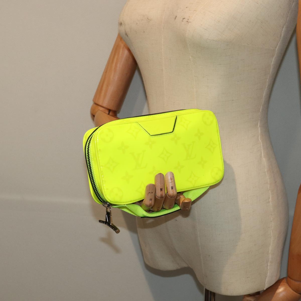 LOUIS VUITTON Travel Pouch Monogram Enamel Yellow LV 81068