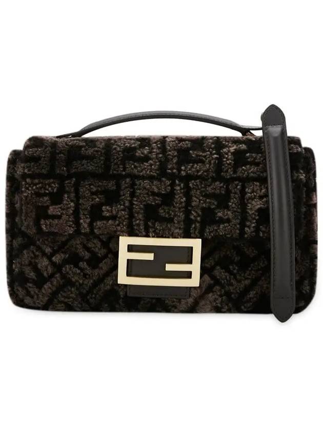 Luxury Fendi Baguette Chain Midi Shoulder Bag Dark Brown