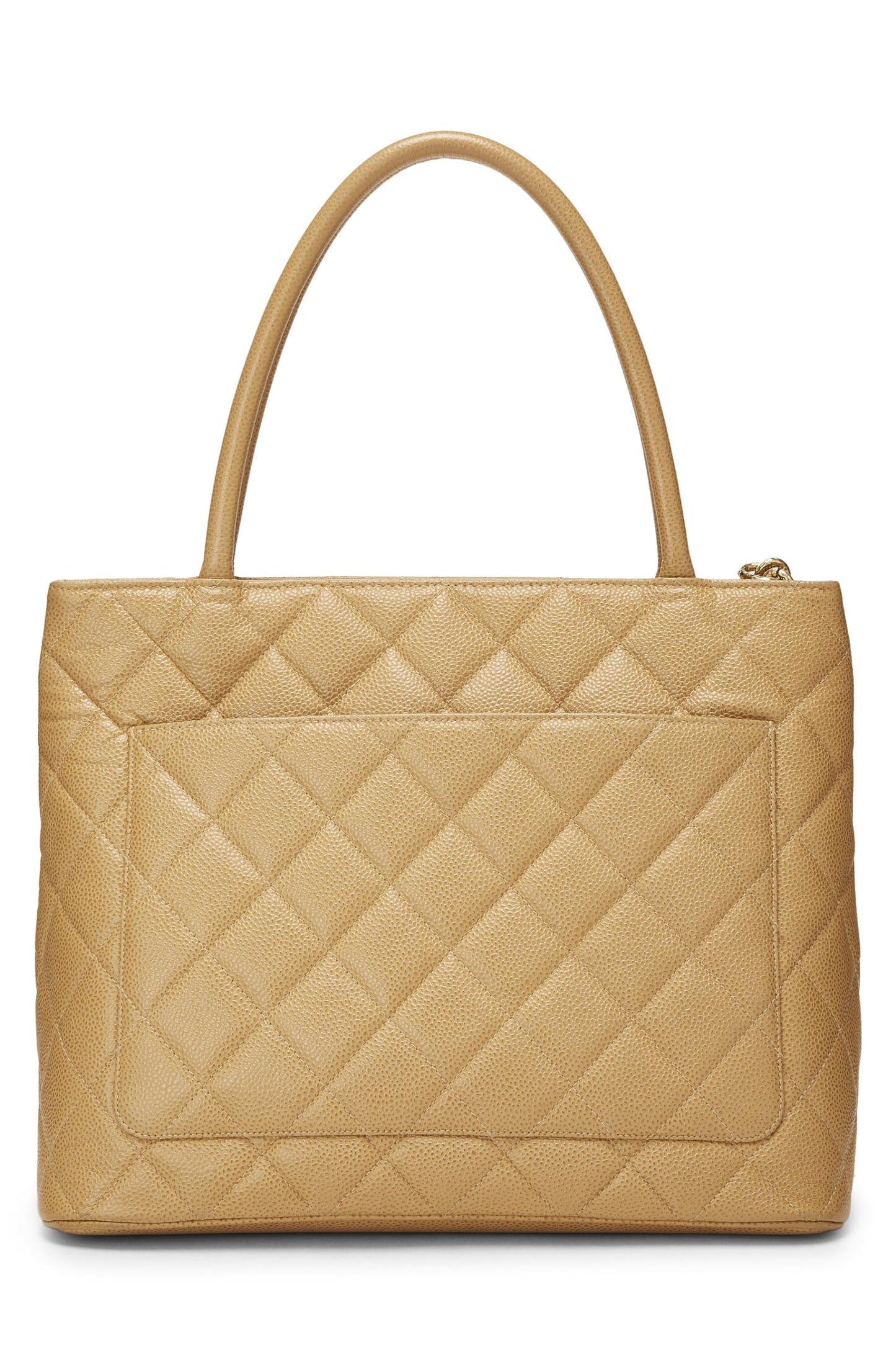 Chanel, Beige Quilted Caviar Medallion Tote, Beige