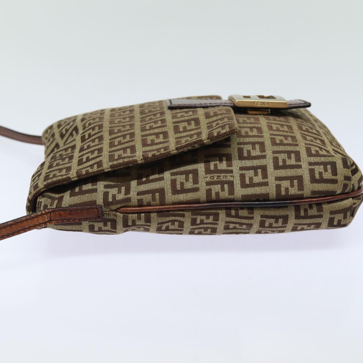 Luxury Fendi Zucchino Canvas Mamma Baguette Shoulder Bag Brown 8BT07581642