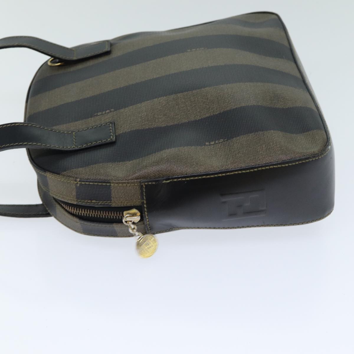 Luxury Fendi Pecan Canvas Hand Bag PVC Leather Brown Black81815