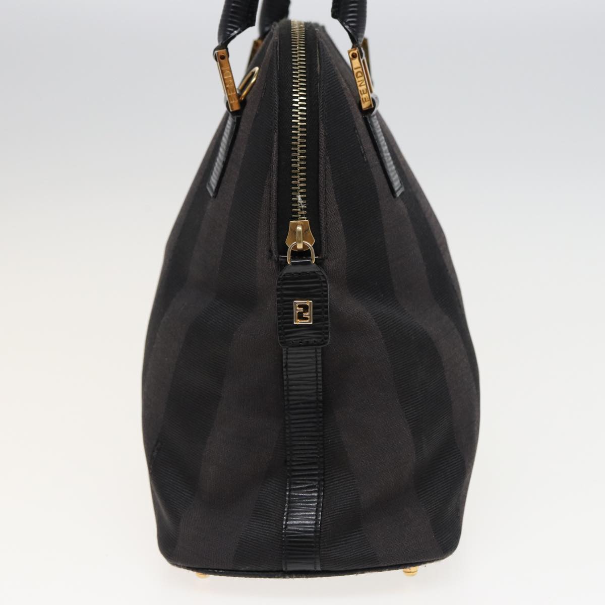 Luxury Fendi Pecan Canvas Hand Bag 2way Black Gray81862