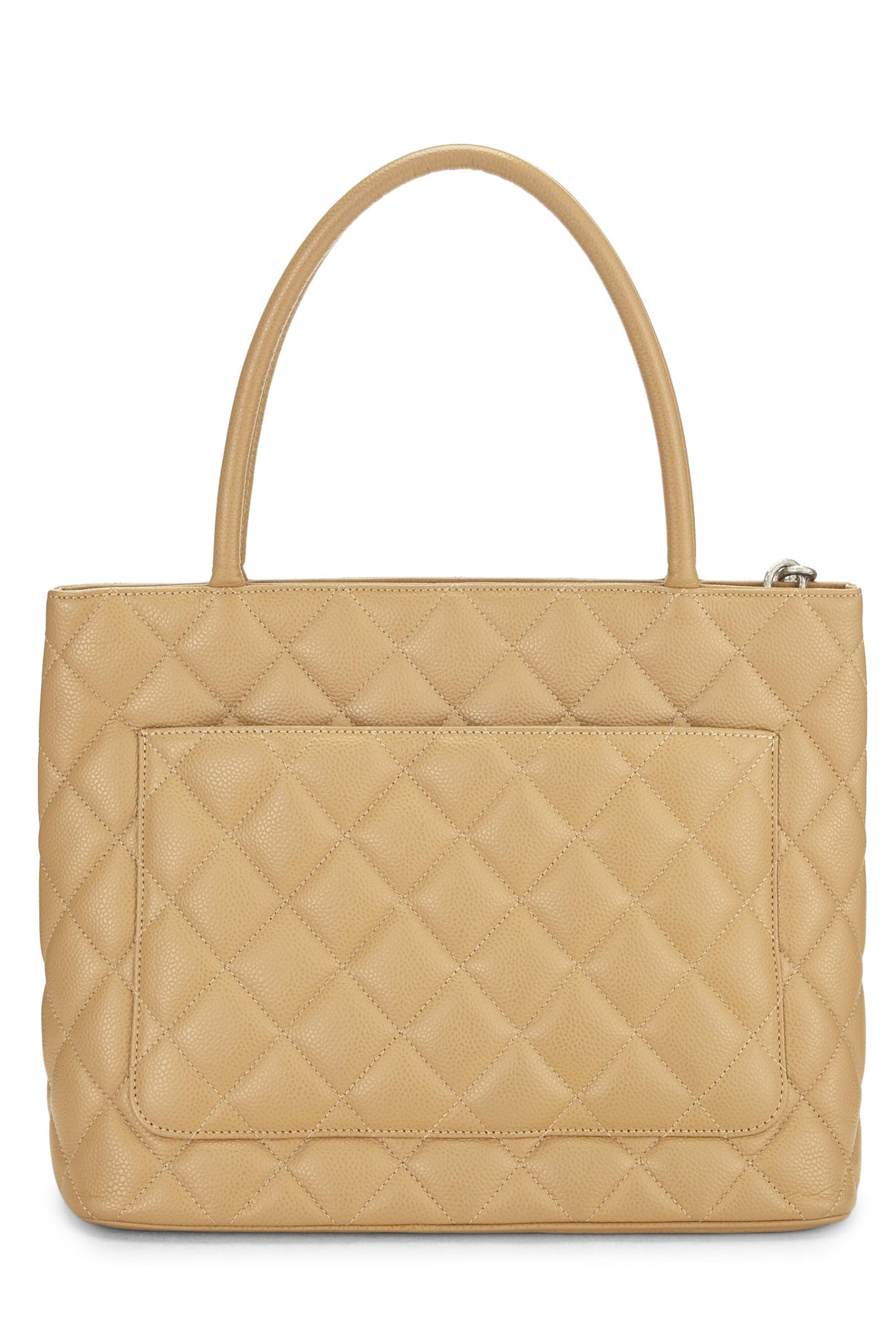 Chanel, Beige Quilted Caviar Medallion Tote, Beige