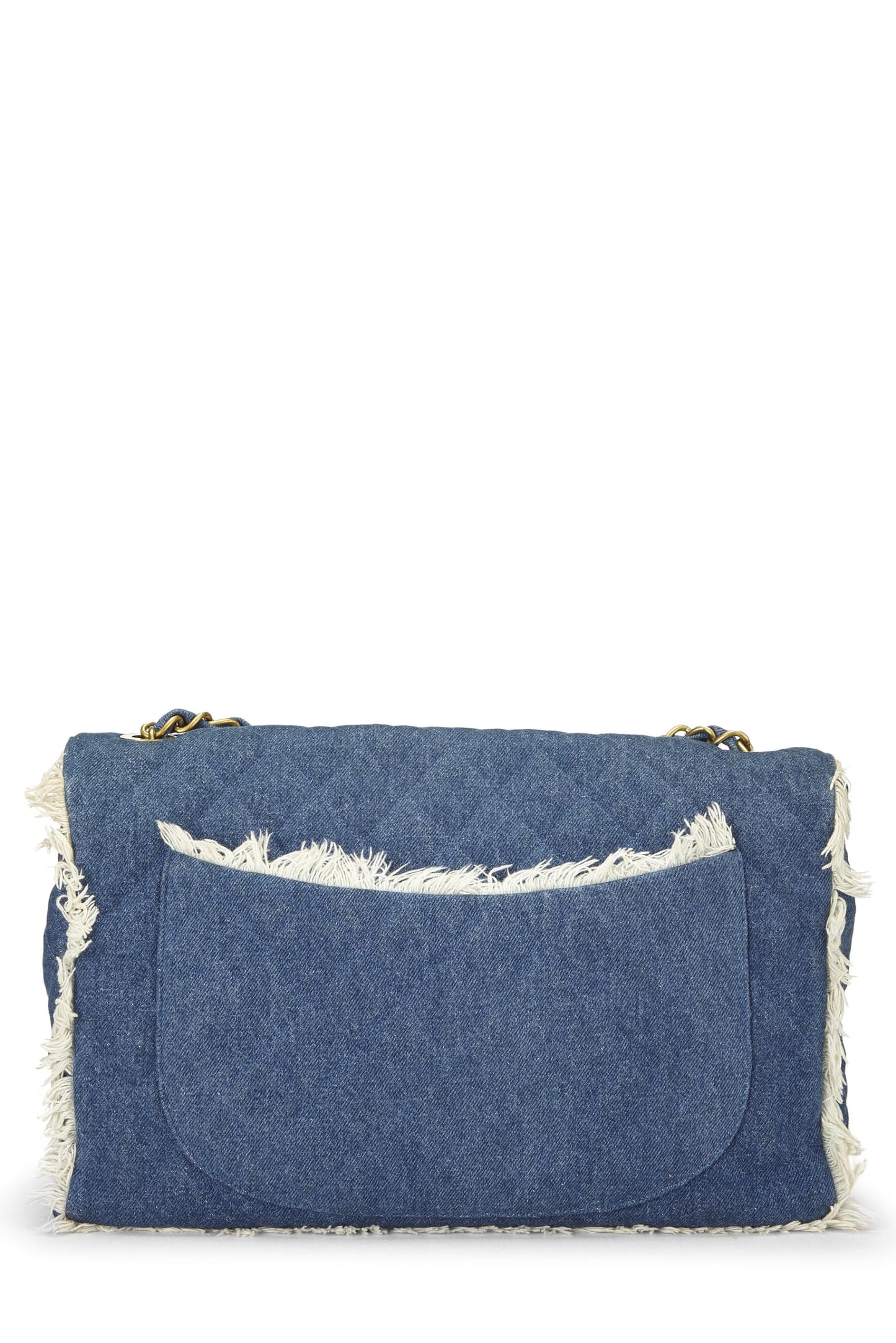 Chanel, Blue Quilted Denim Half Flap Maxi, Blue