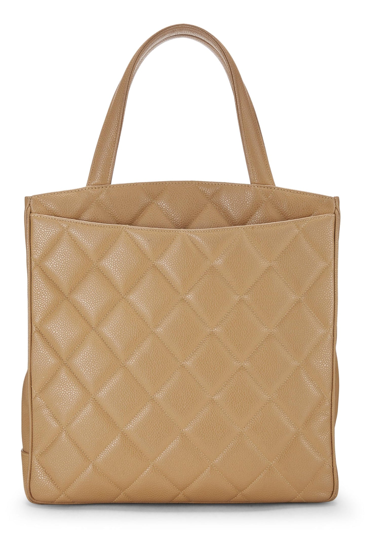 Chanel, Beige Quilted Caviar Turnlock Handbag, Beige