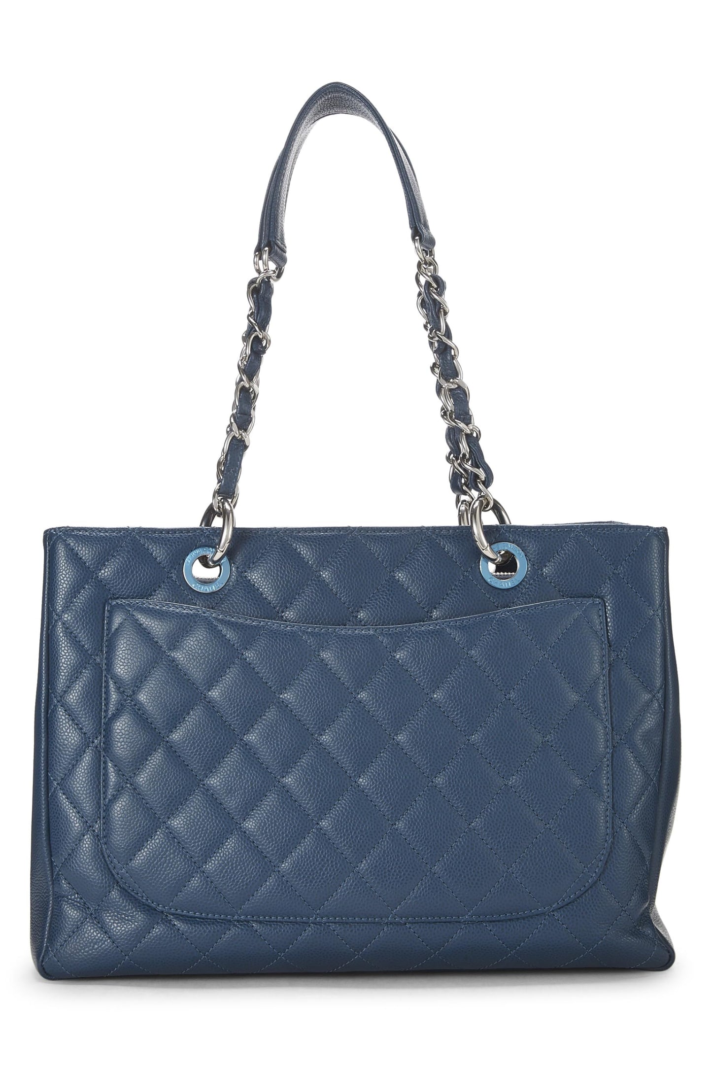 Chanel, Beige Quilted Caviar Grand Shopping Tote (GST), Blue
