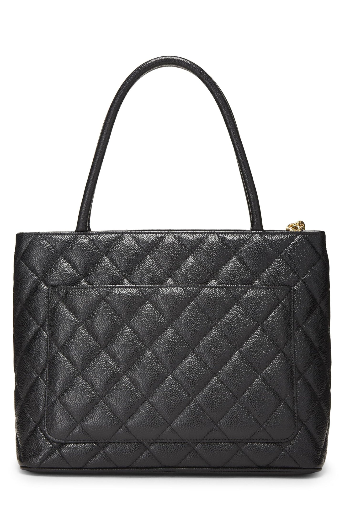 Chanel, Black Quilted Caviar Medallion Tote, Black