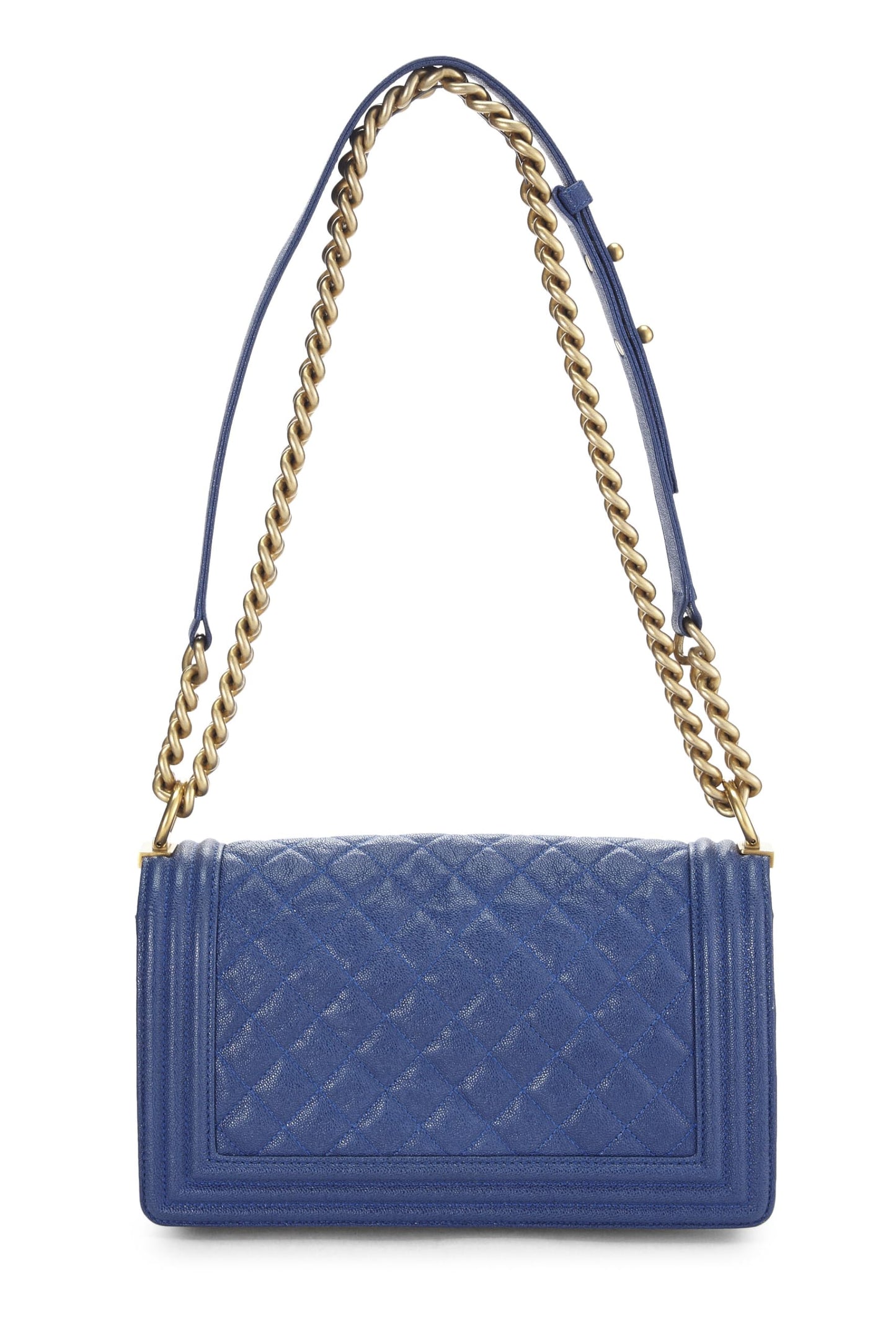 Chanel, Blue Quilted Caviar Boy Bag Medium, Blue