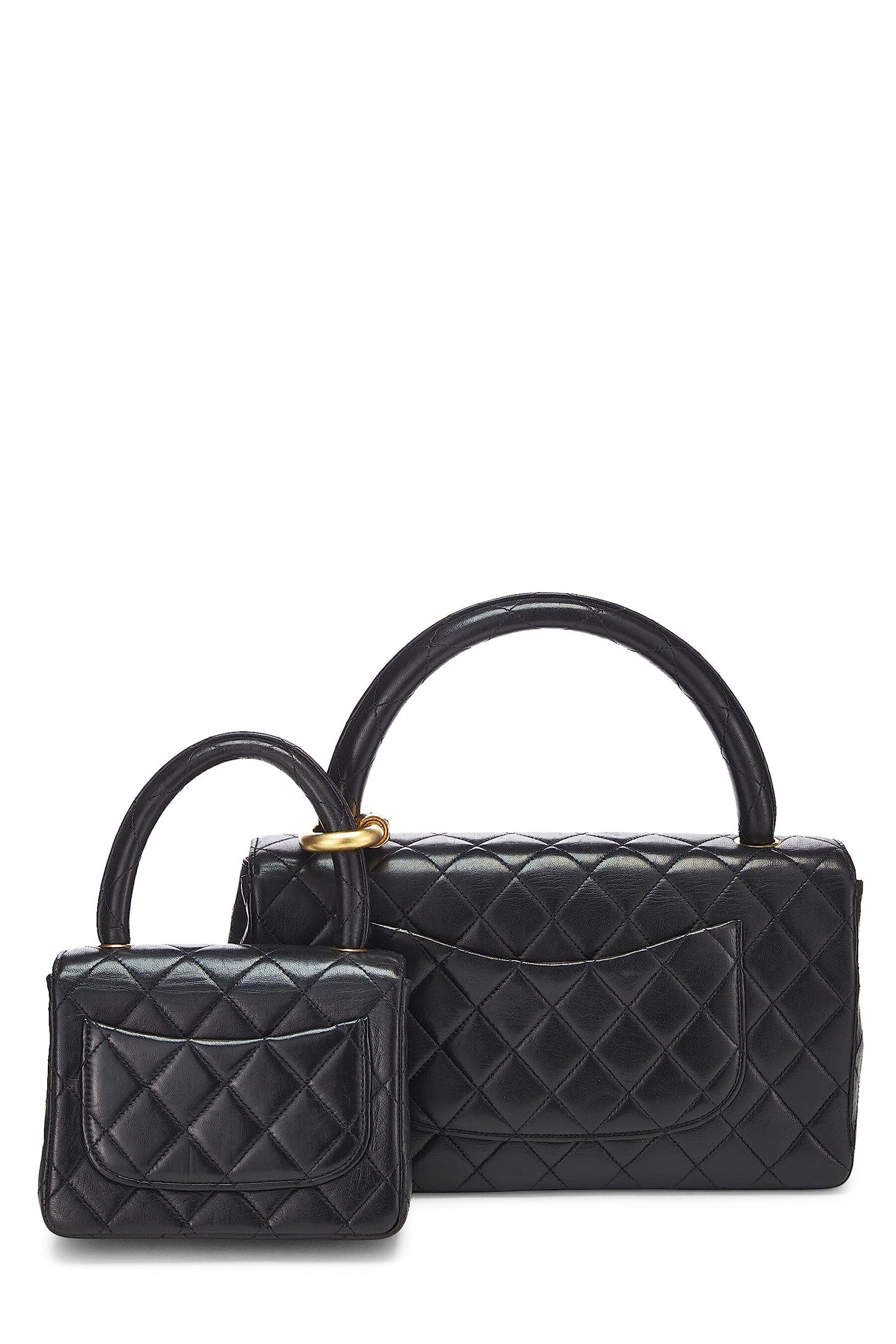 Chanel, Black Quilted Lambskin Double Bag, Black