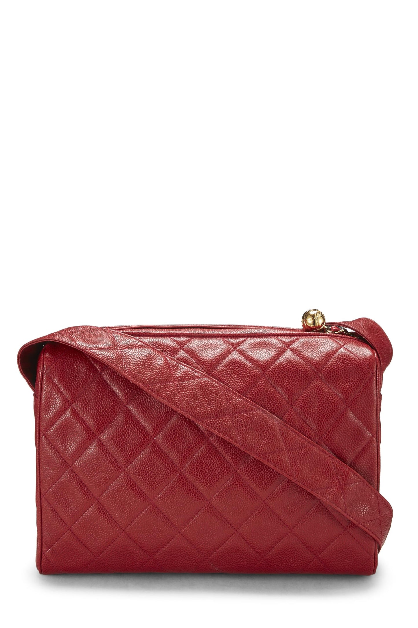 Chanel, Red Quilted Caviar Diamond 'CC' Camera Bag Large, Red