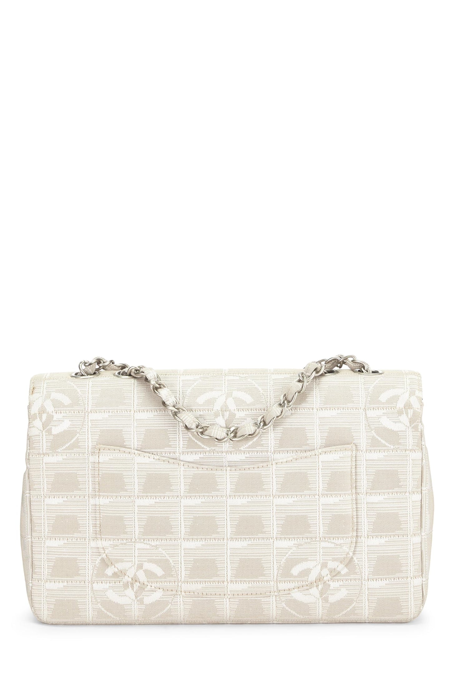 Chanel, Beige Nylon Travel Line Half Flap Medium, Beige