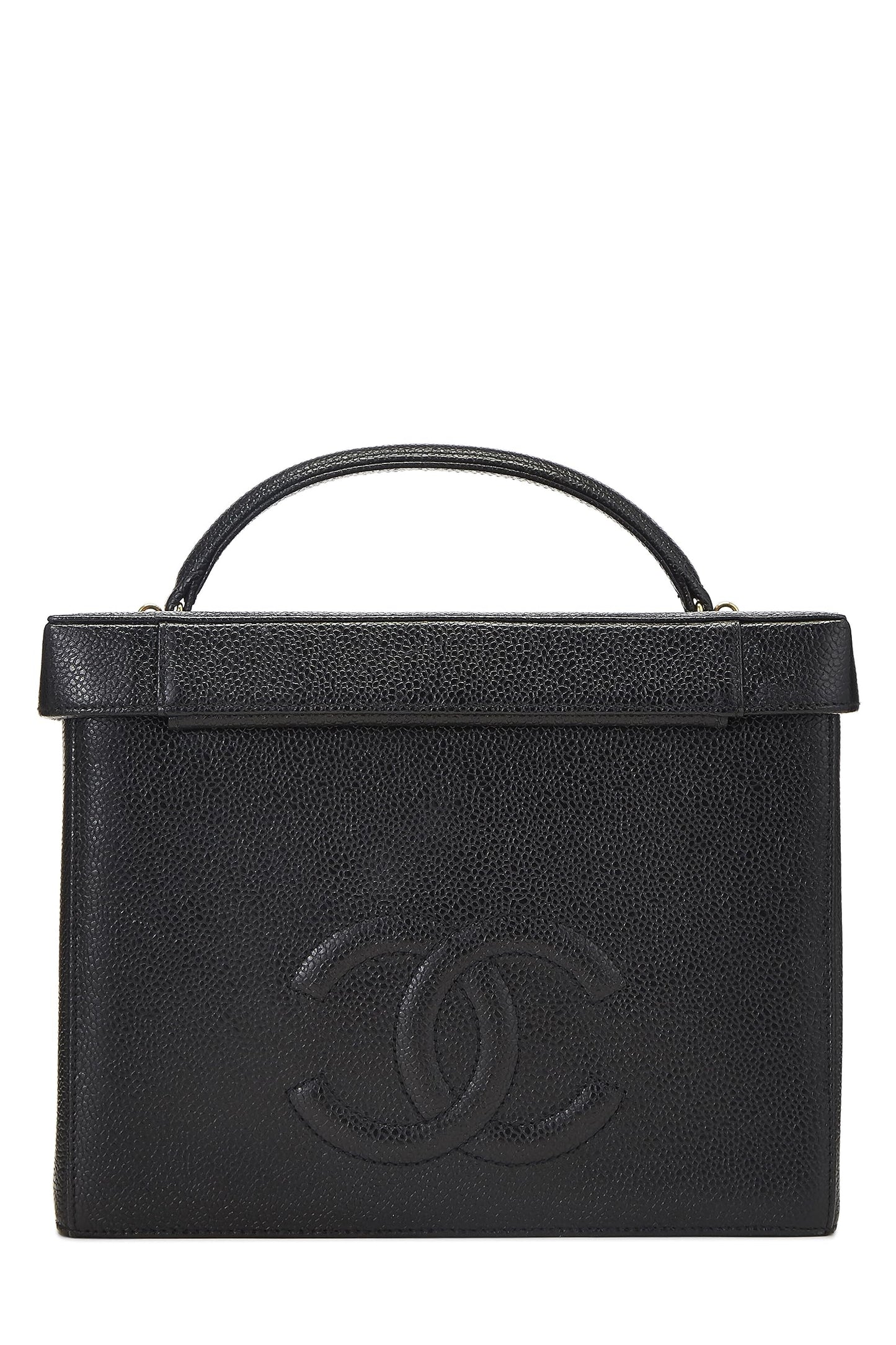 Chanel, Black Caviar Circle 'CC' Vanity Large, Black