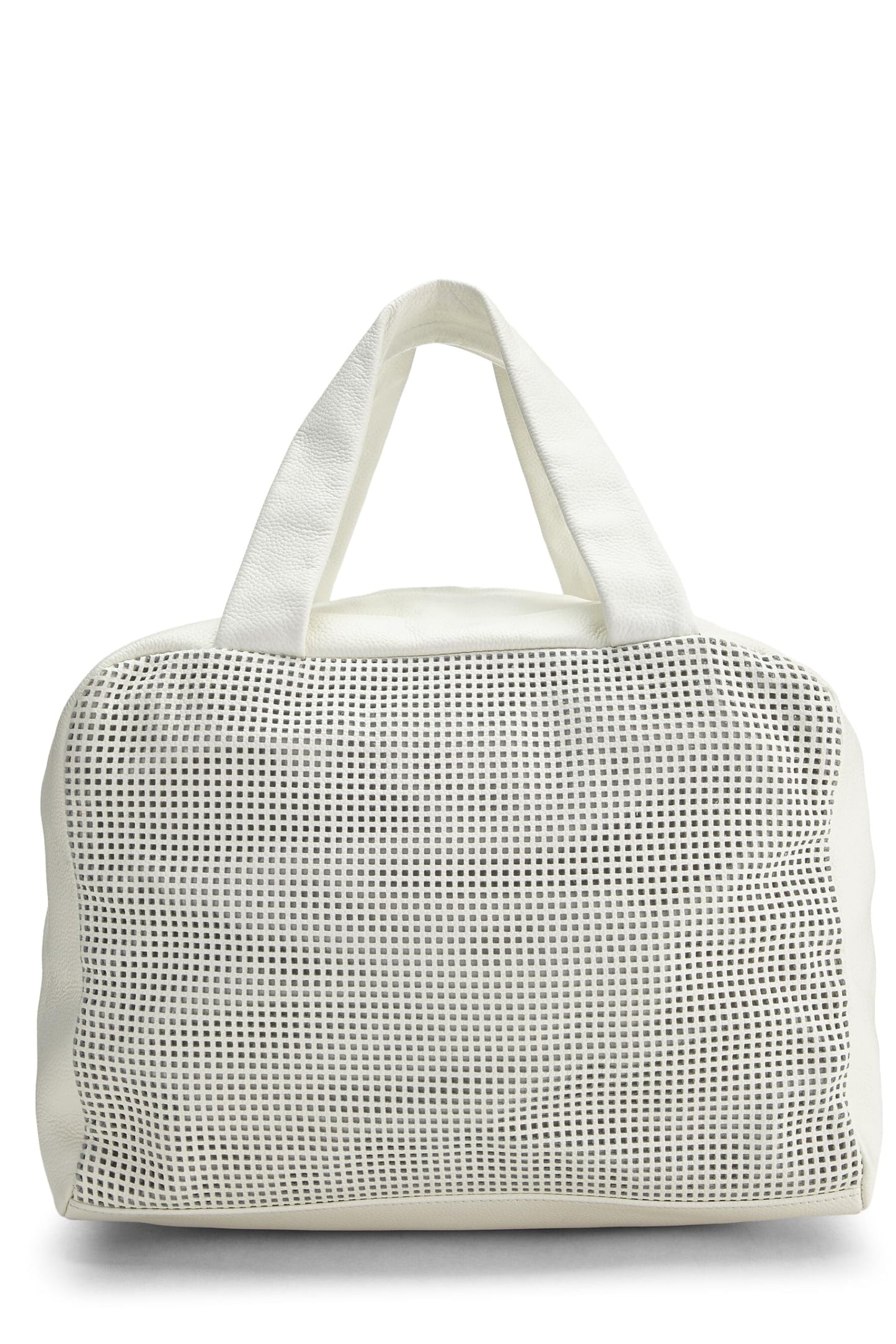 Chanel, White Perforated Leather Bowler Small, White