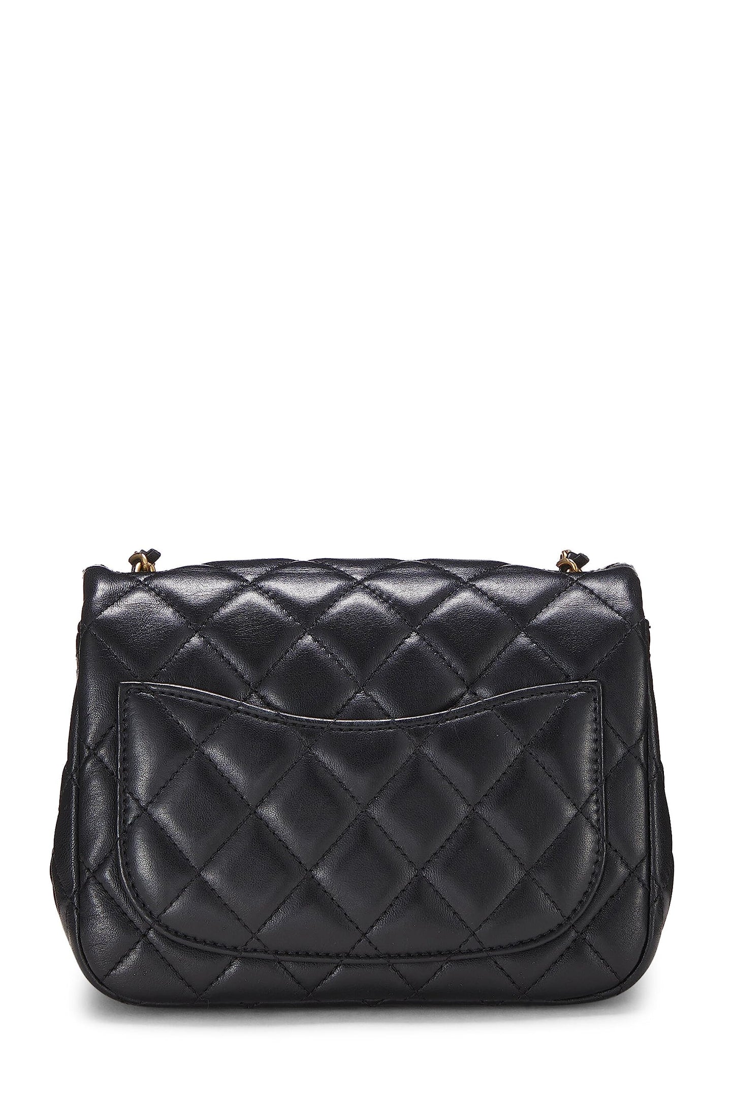 Chanel, Black Quilted Lambskin Romance Square Flap Mini, Black