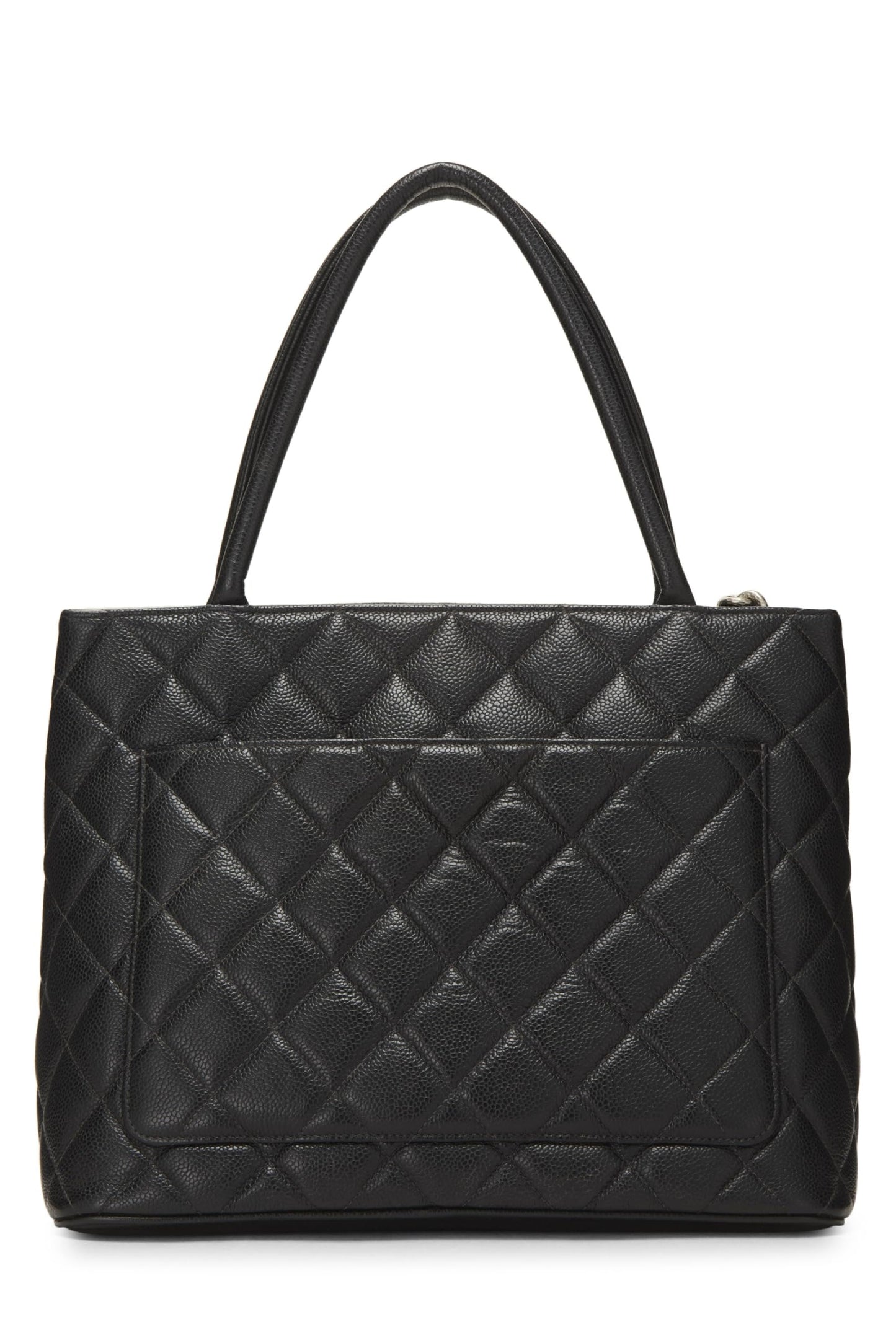 Chanel, Black Quilted Caviar Medallion Tote, Black