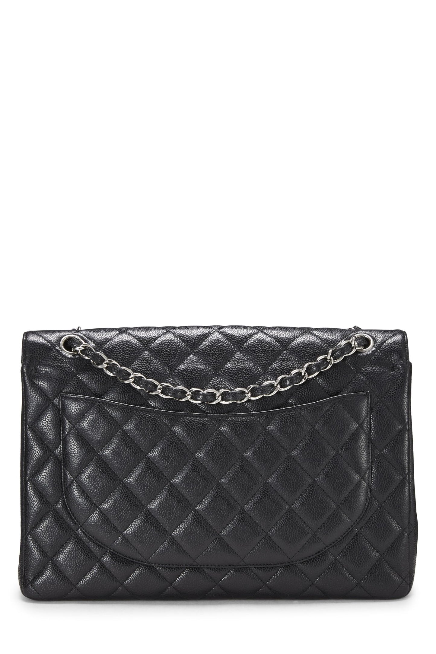 Chanel, Black Quilted Caviar New Classic Double Flap Maxi, Black