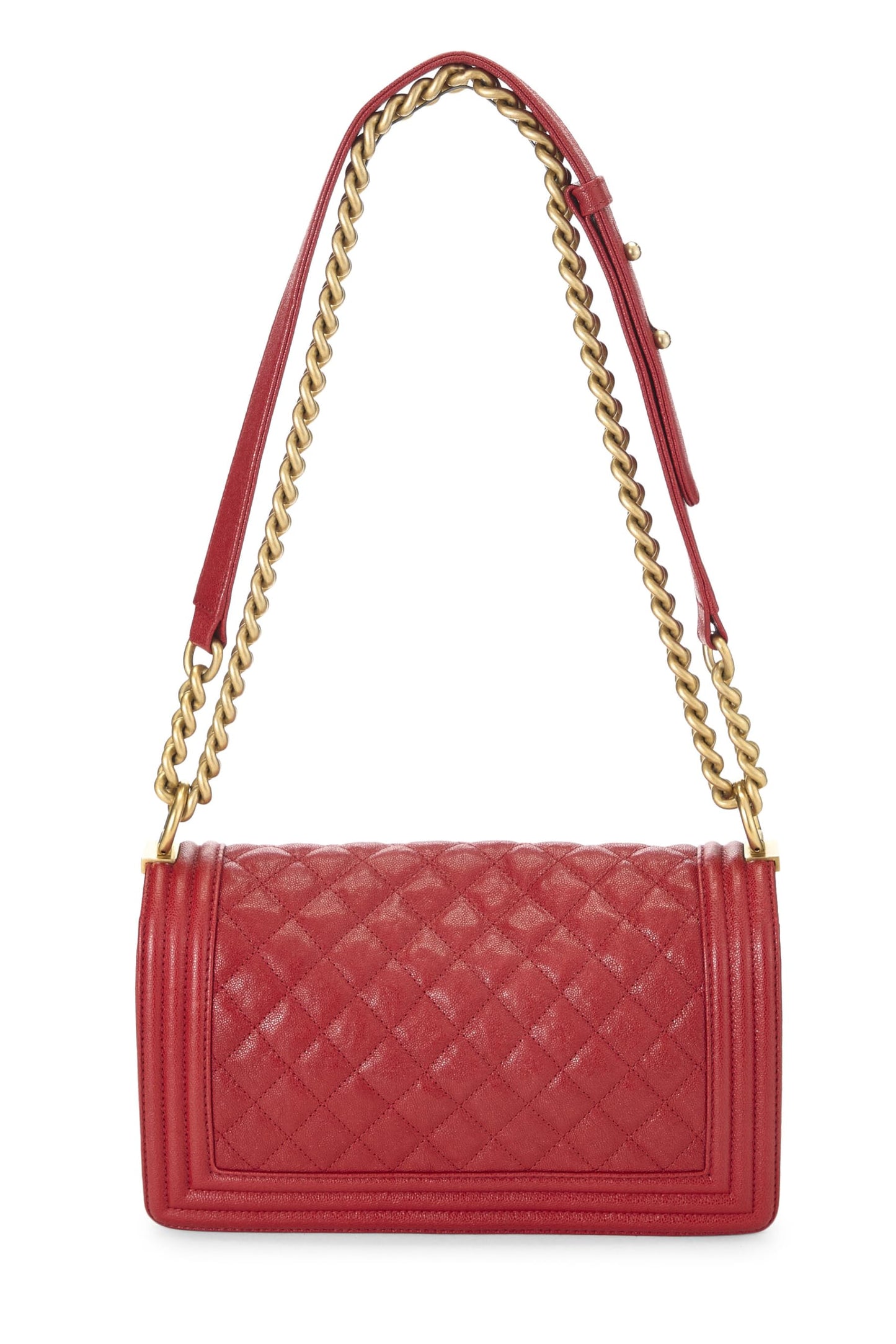 Chanel, Red Quilted Caviar Boy Bag Medium, Red