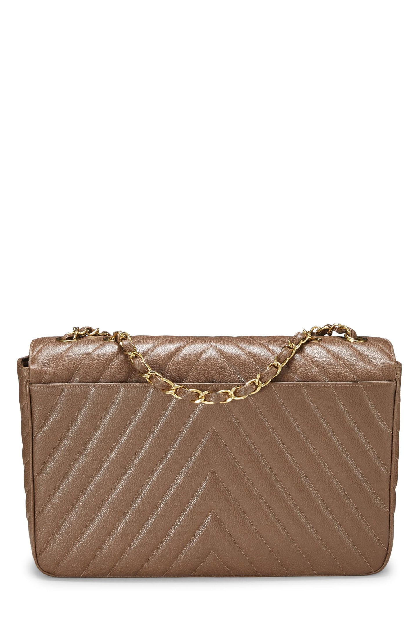 Chanel, Brown Chevron Caviar Half Flap Maxi, Brown