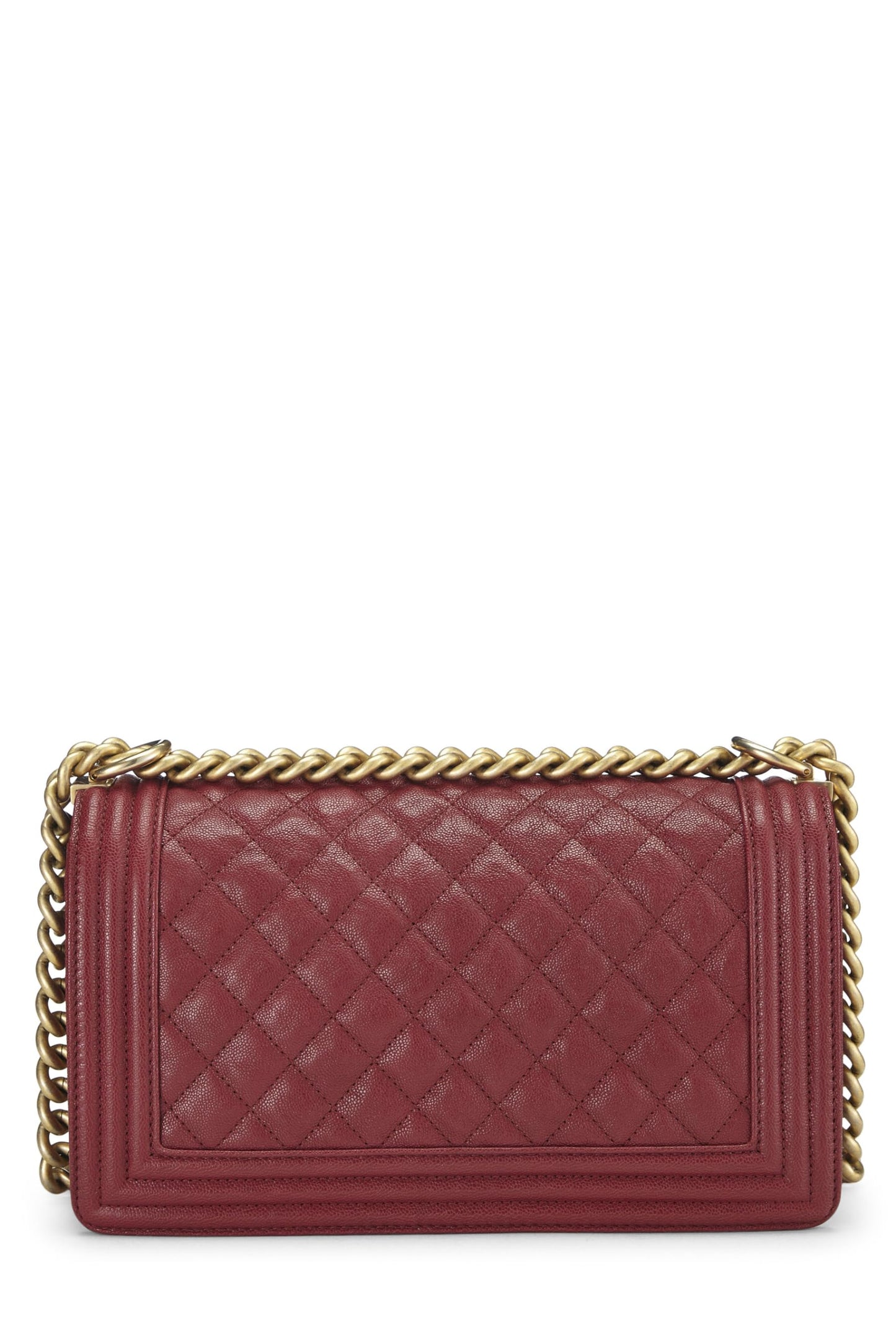 Chanel, Black Quilted Caviar Boy Bag Medium, Red