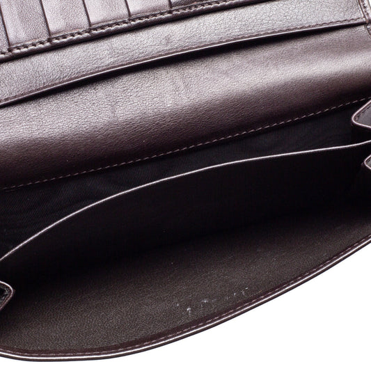 Luxury Gucci Trending 2025 Dark Brown Luxury Gucci Trending 2025ssima Leather Flap Continental Wallet..