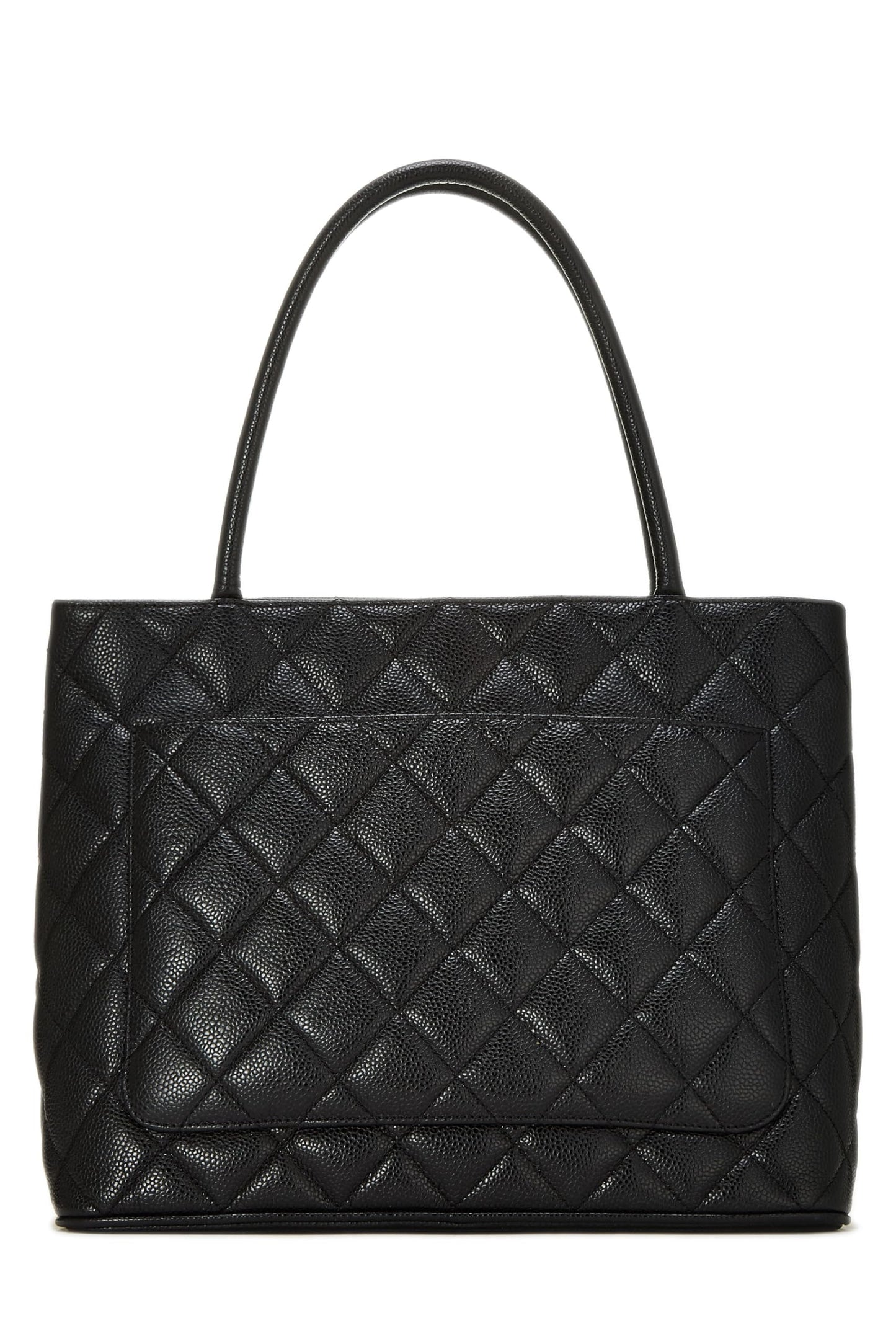 Chanel, Black Quilted Caviar Medallion Tote, Black