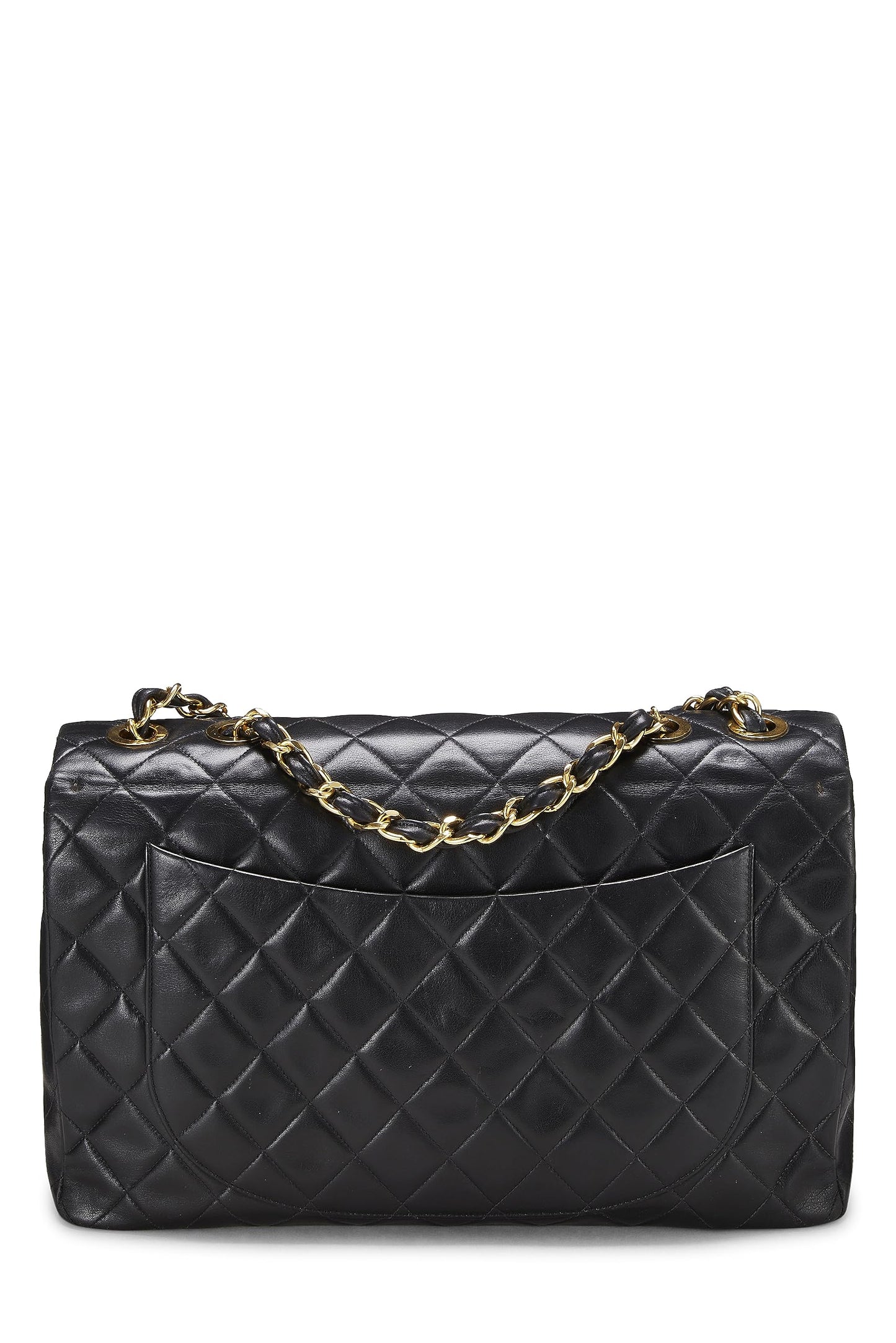Chanel, Black Quilted Lambskin Half Flap Maxi, Black