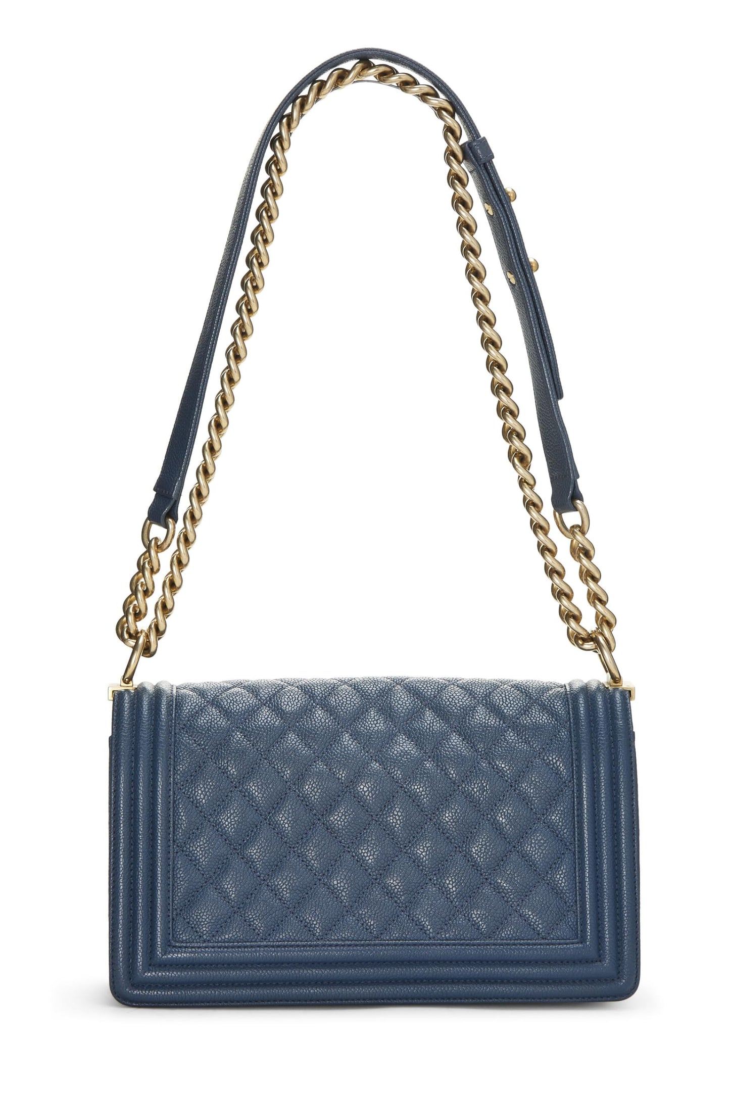 Chanel, Blue Quilted Caviar Boy Bag Medium, Blue