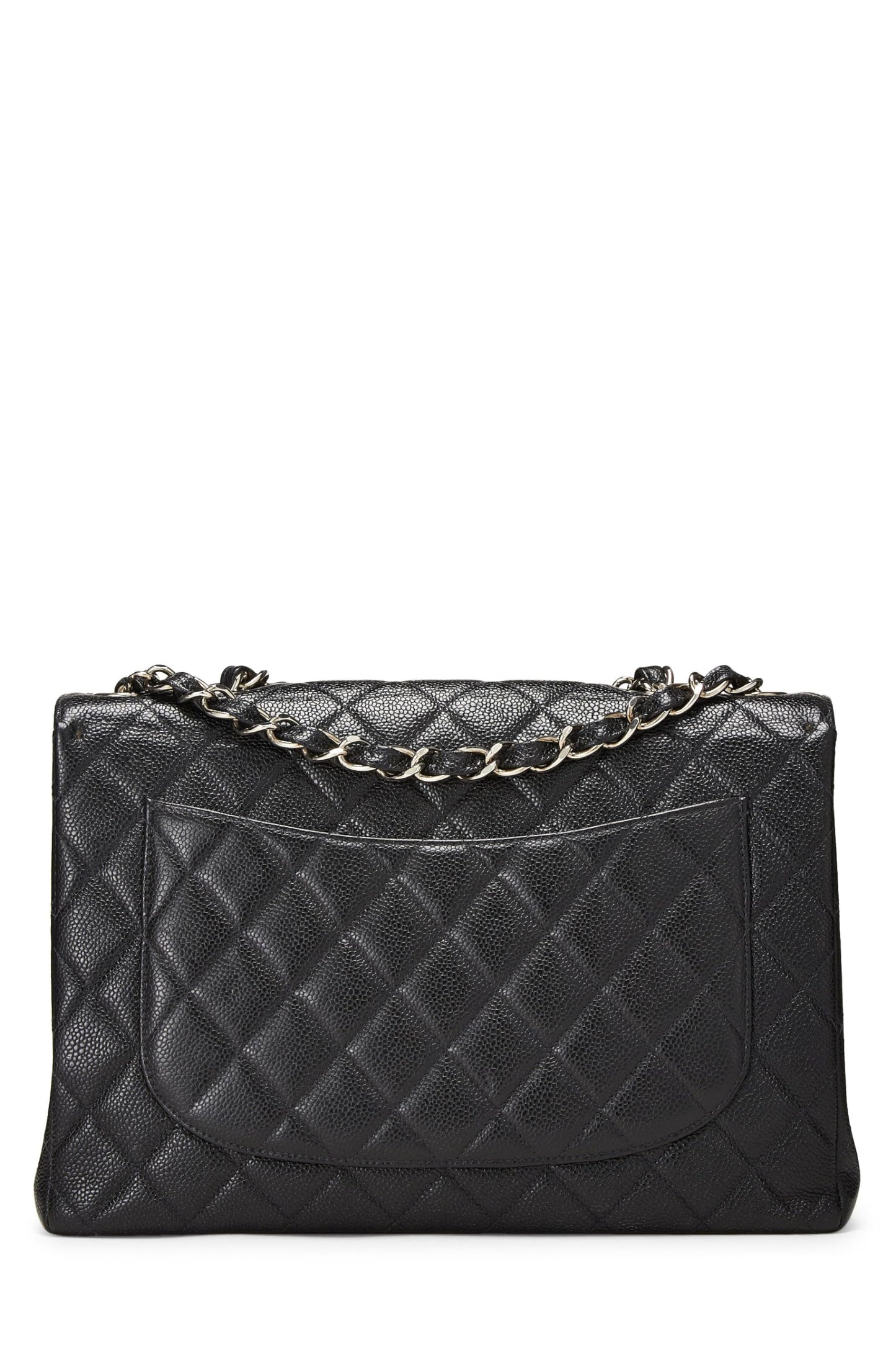 Chanel, Black Quilted Caviar Half Flap Jumbo, Black