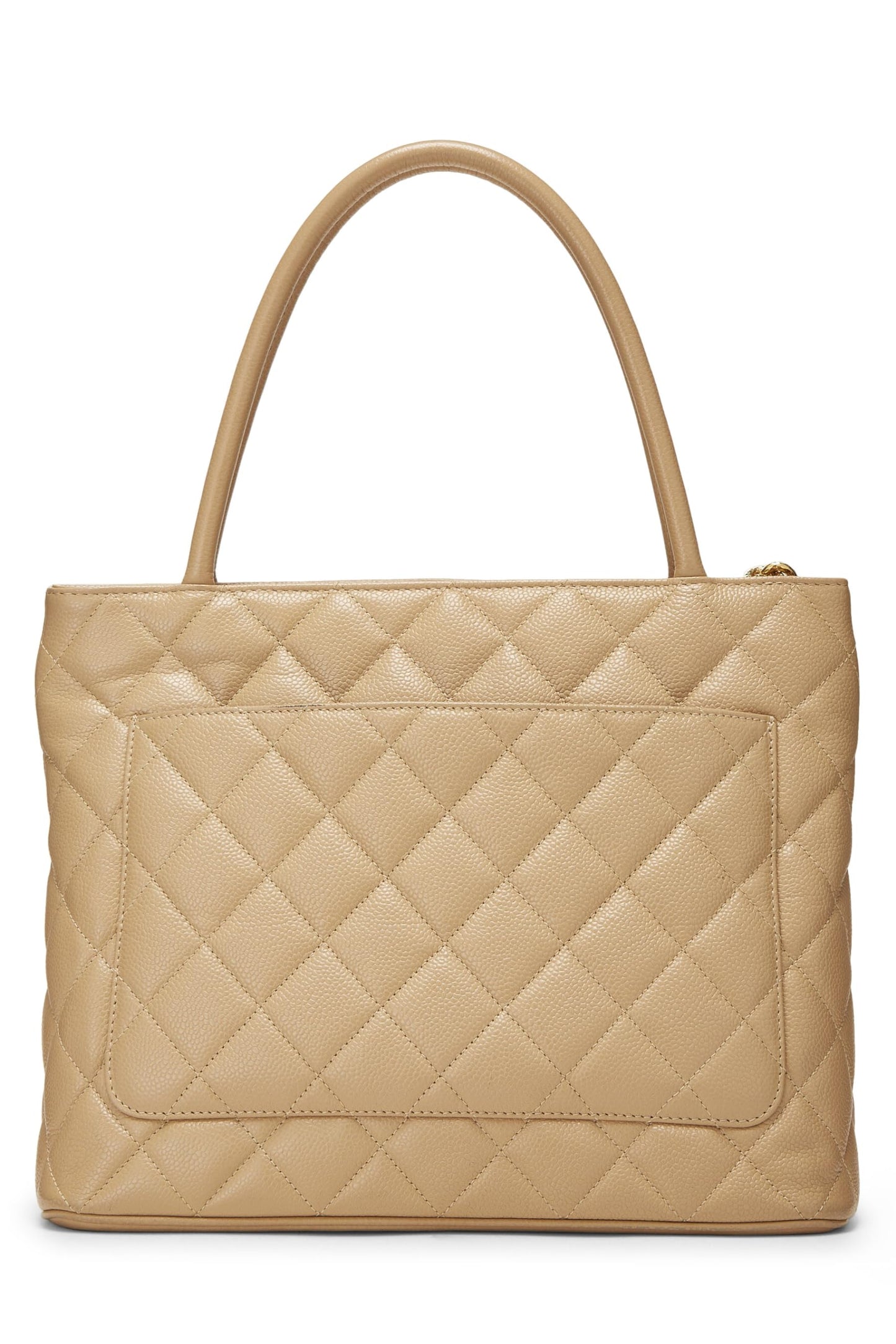 Chanel, Beige Quilted Caviar Medallion Tote, Beige