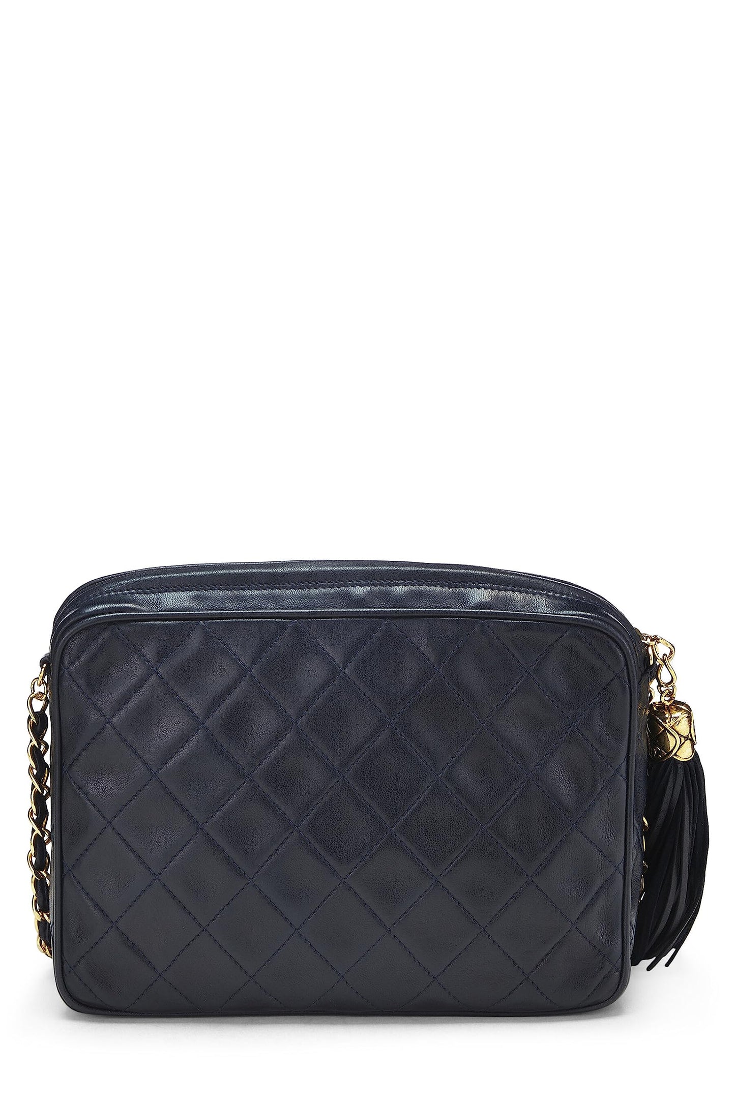 Chanel, Navy Lambskin Diamond 'CC' Camera Bag Medium, Navy