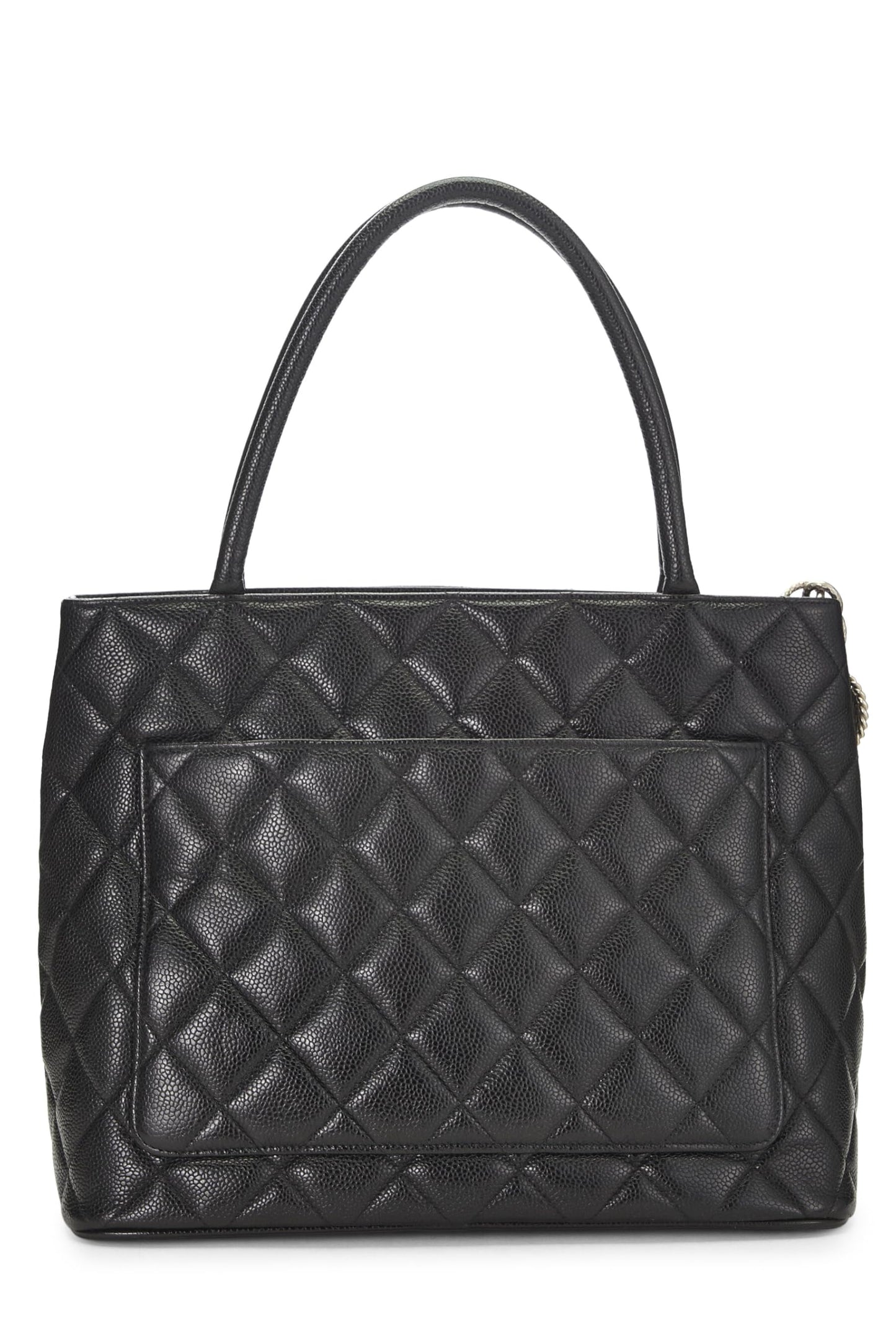 Chanel, Black Quilted Caviar Medallion Tote, Black