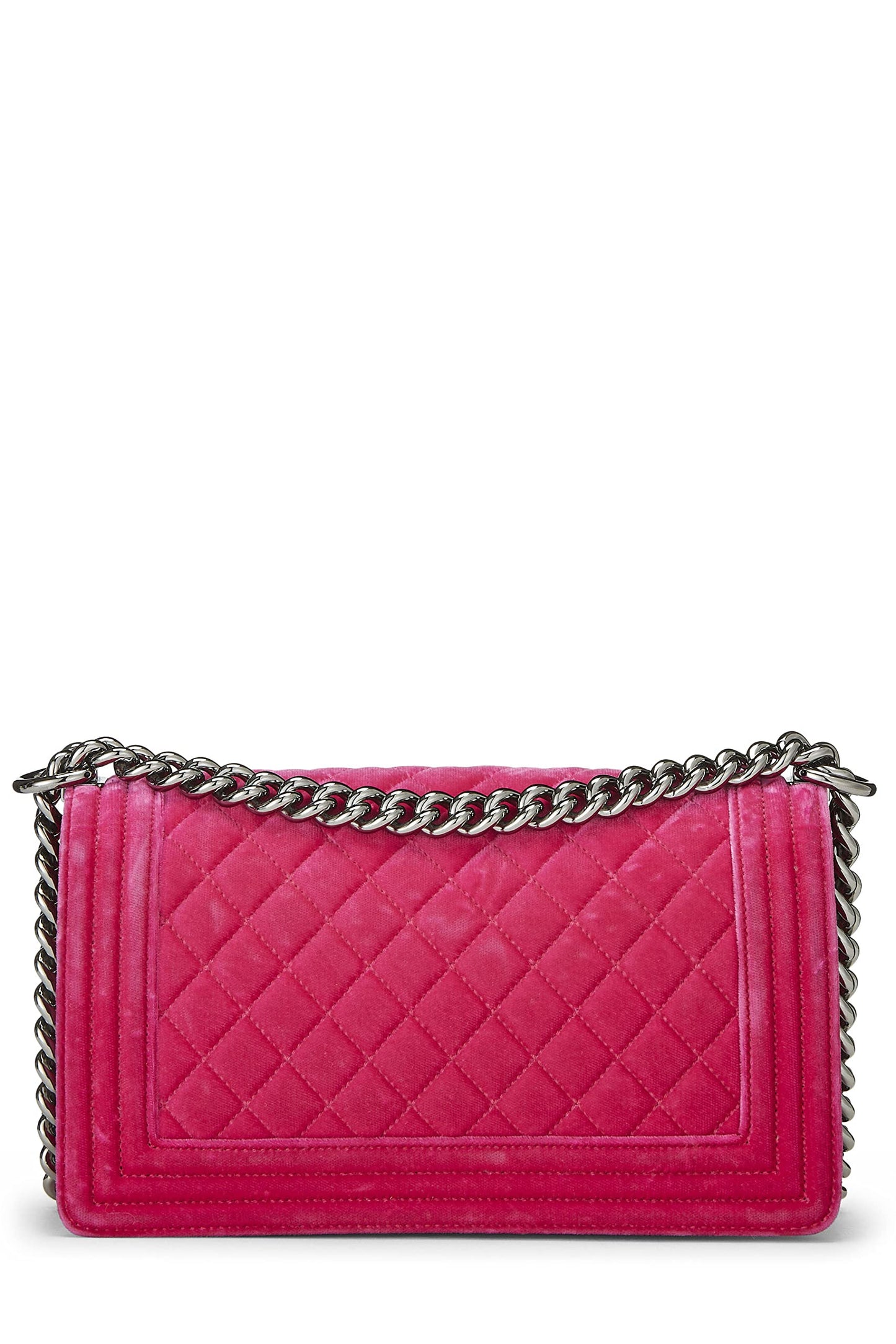 Chanel, Pink Quilted Velvet Boy Bag Medium, Pink