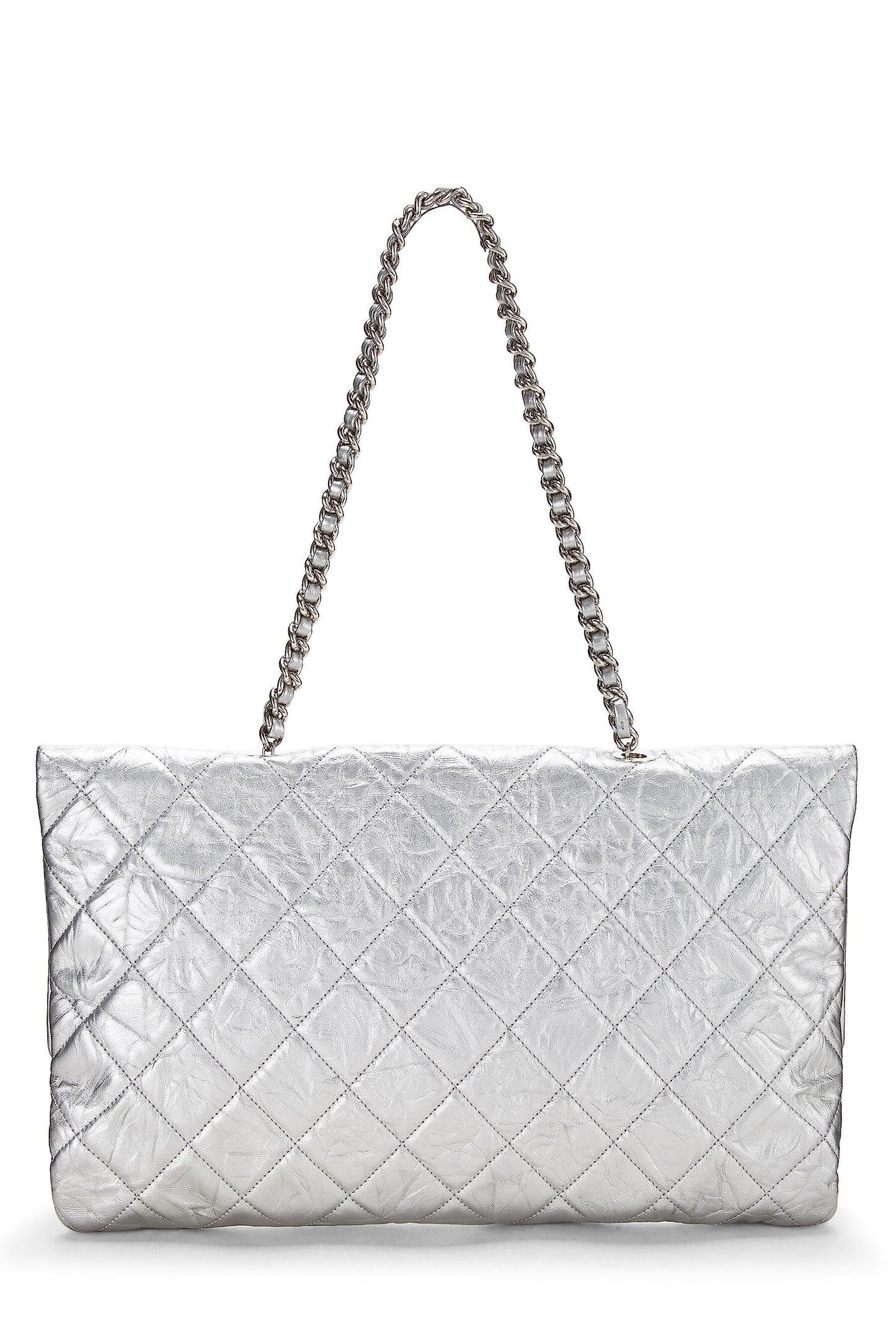 Chanel, Metallic Silver Quilted Calfskin Big Bang Flap Large, Silver