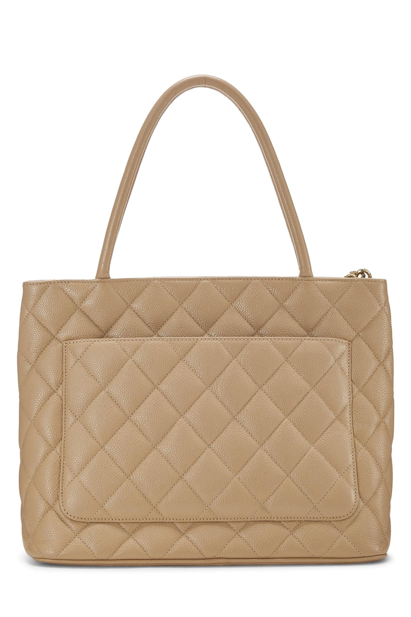 Chanel, Beige Quilted Caviar Medallion Tote, Beige