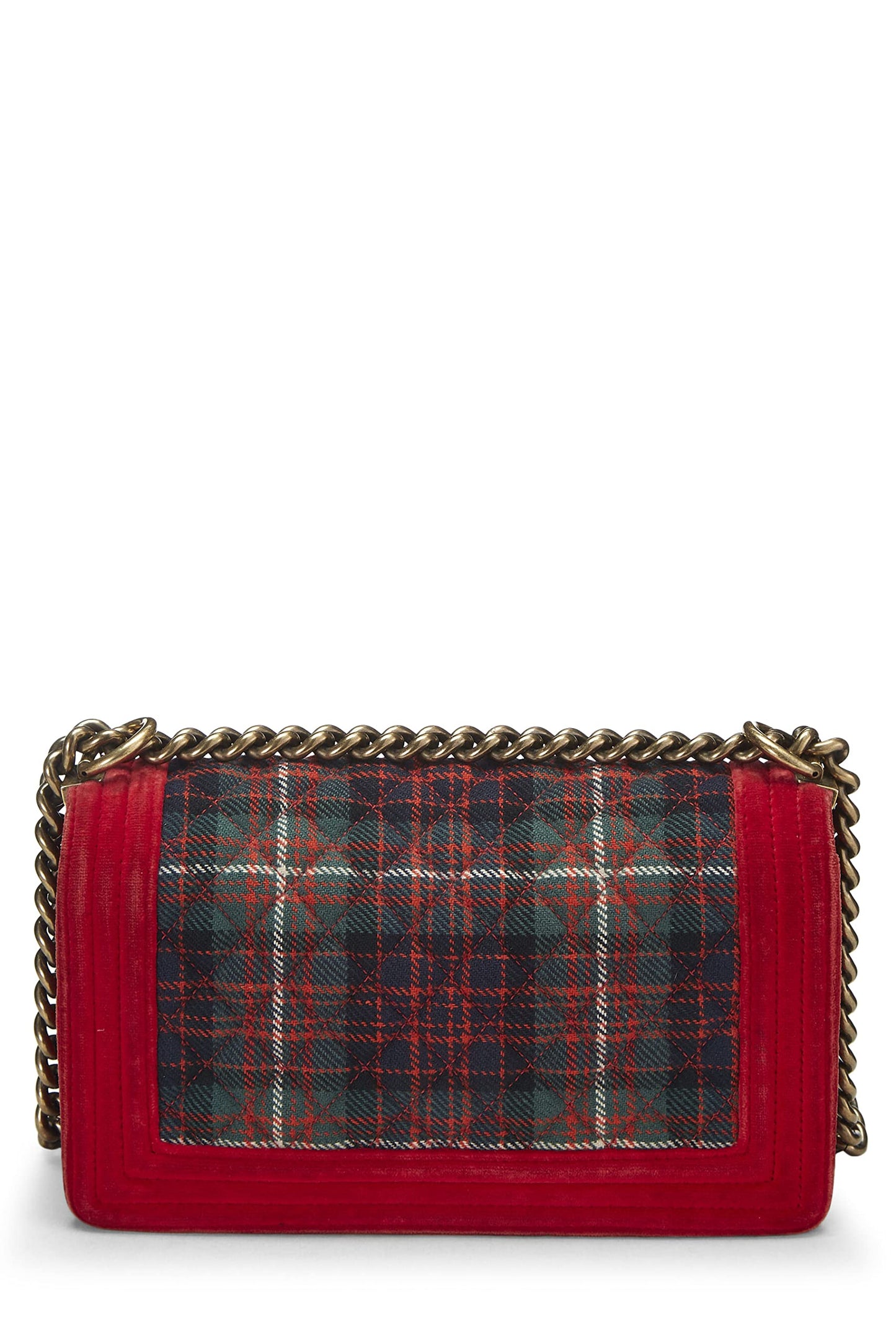 Chanel, Paris-Edinburgh Red Tartan Velvet Boy Bag Medium, Red