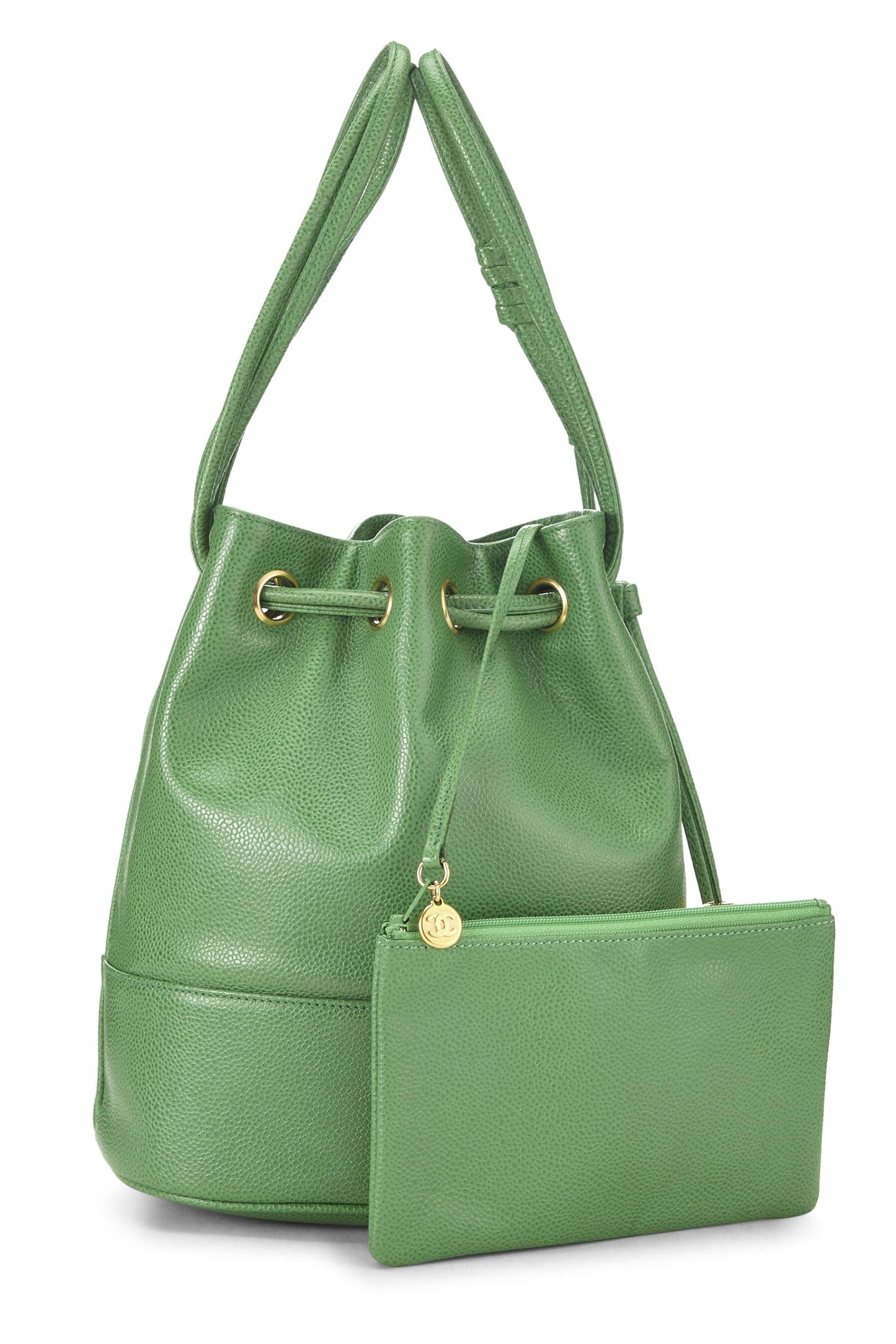 Chanel, Green Caviar 3 'CC' Bucket Bag, Green
