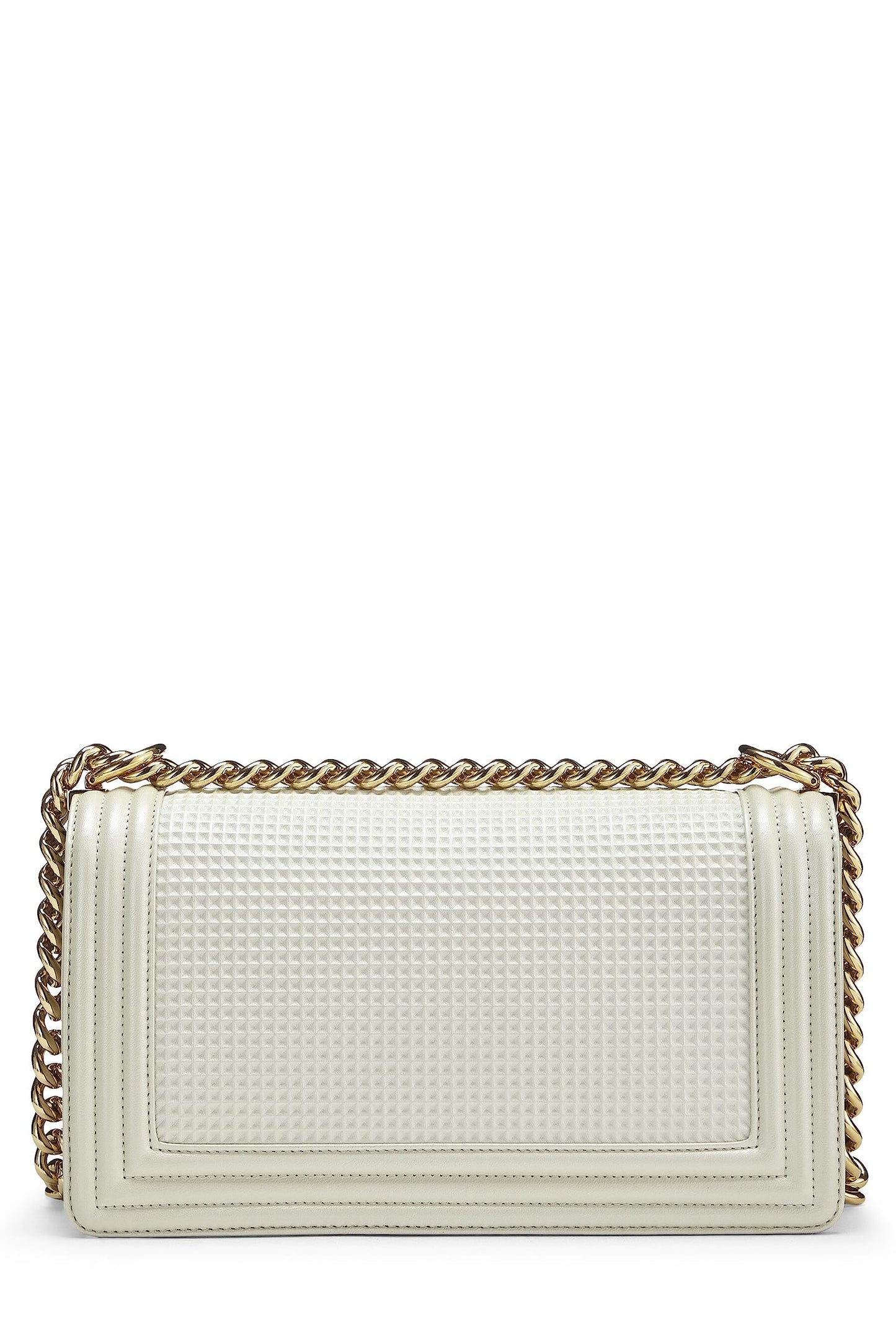 Chanel, White Cube Embossed Leather Boy Bag Medium, White