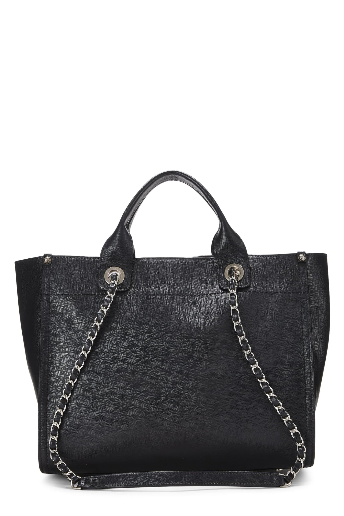 Chanel, Black Caviar Studded Deauville Shopper Small, Black