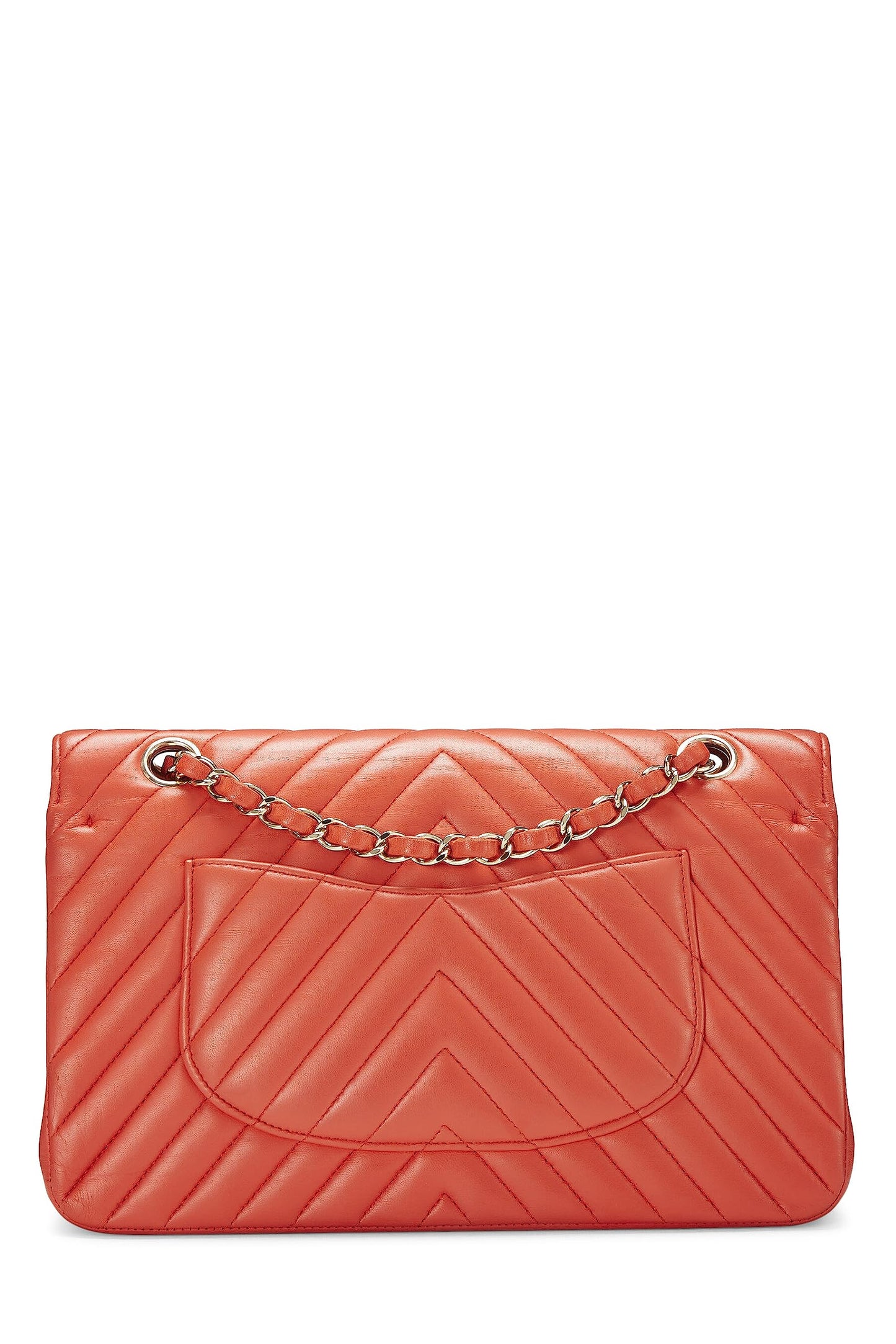 Chanel, Orange Chevron Lambskin Classic Double Flap Medium, Black
